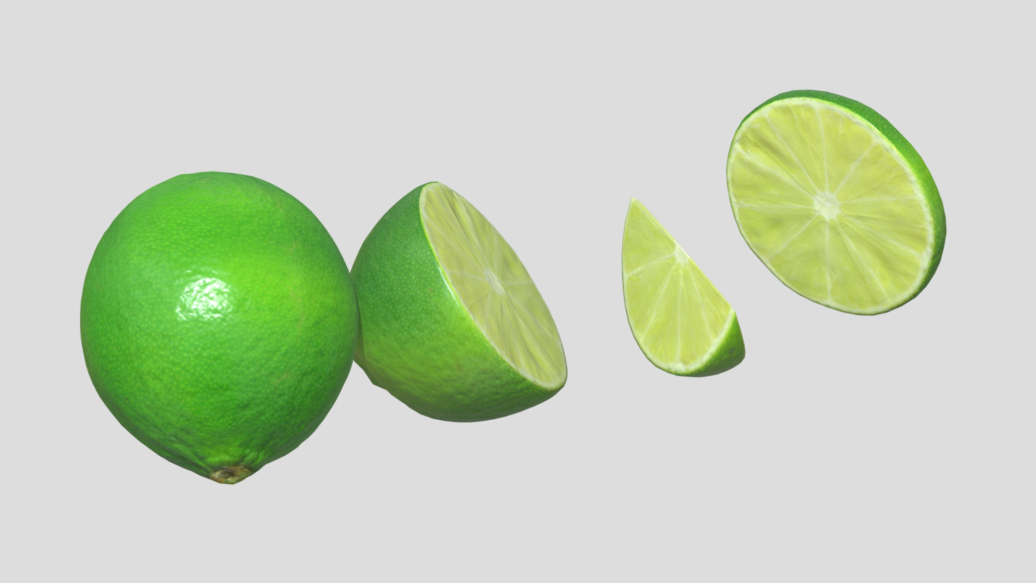 Lime Green Set Low Poly Low-poly 3D model_8