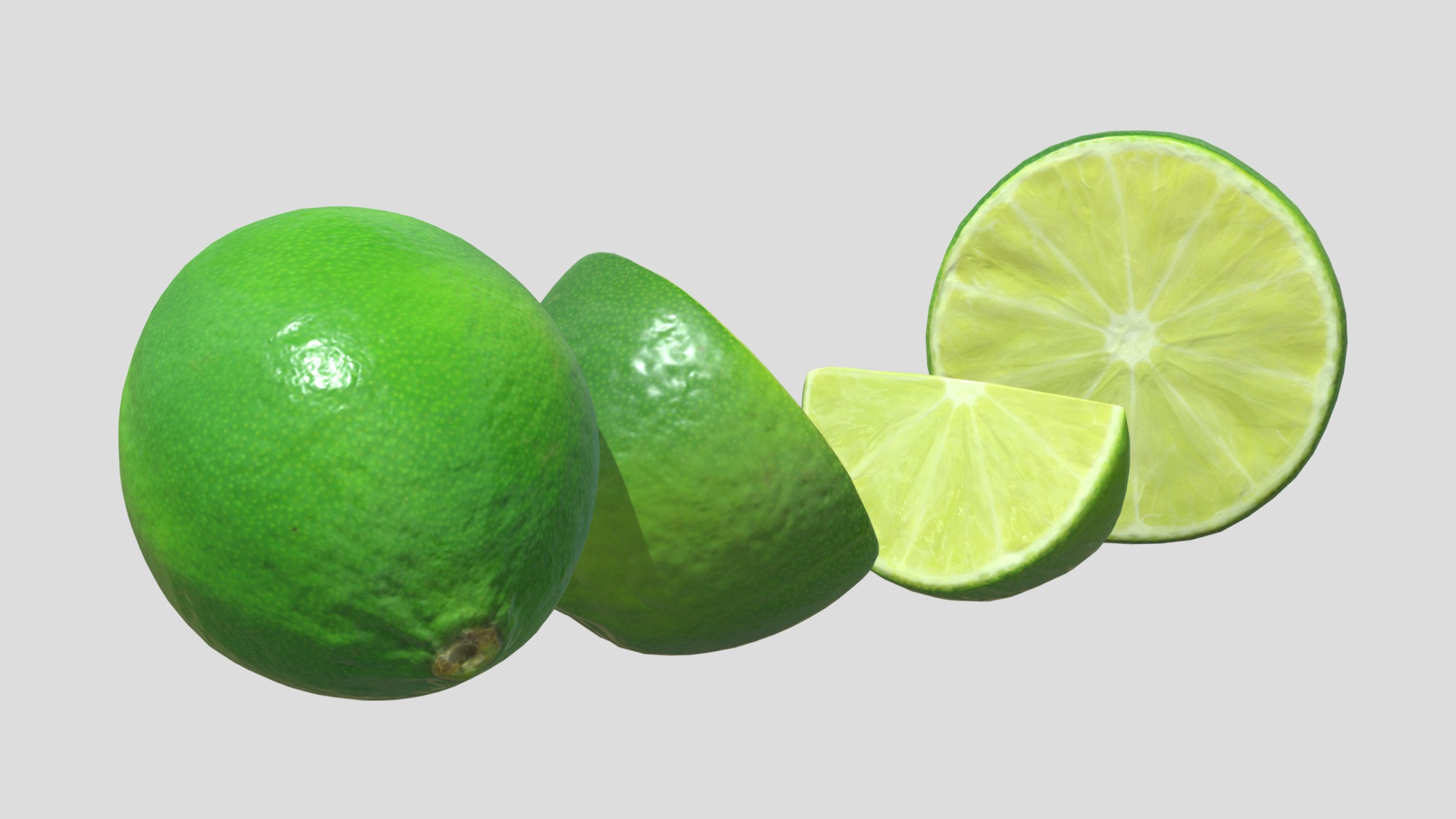 Lime Green Set Low Poly Low-poly 3D model_2