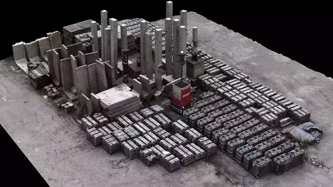 concrete pillars kitbash construction-site parts photogrammetry