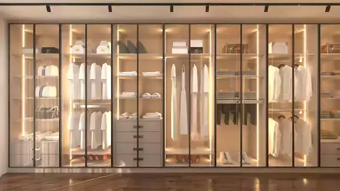 modern wardrobes 3D model 3D model