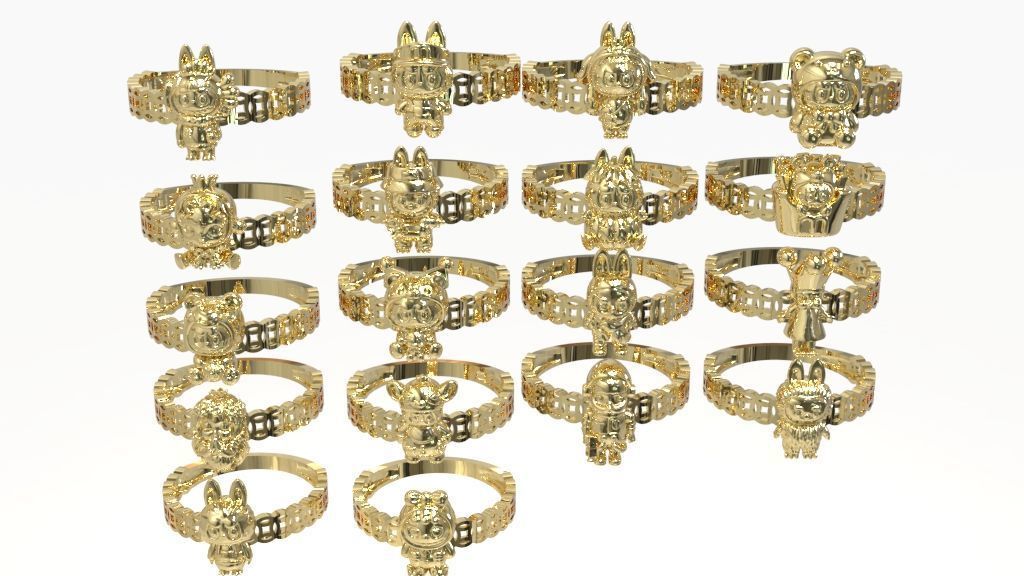  LABUBU COIN RINGS COMBO OF 18 CUTE 3D print model_4