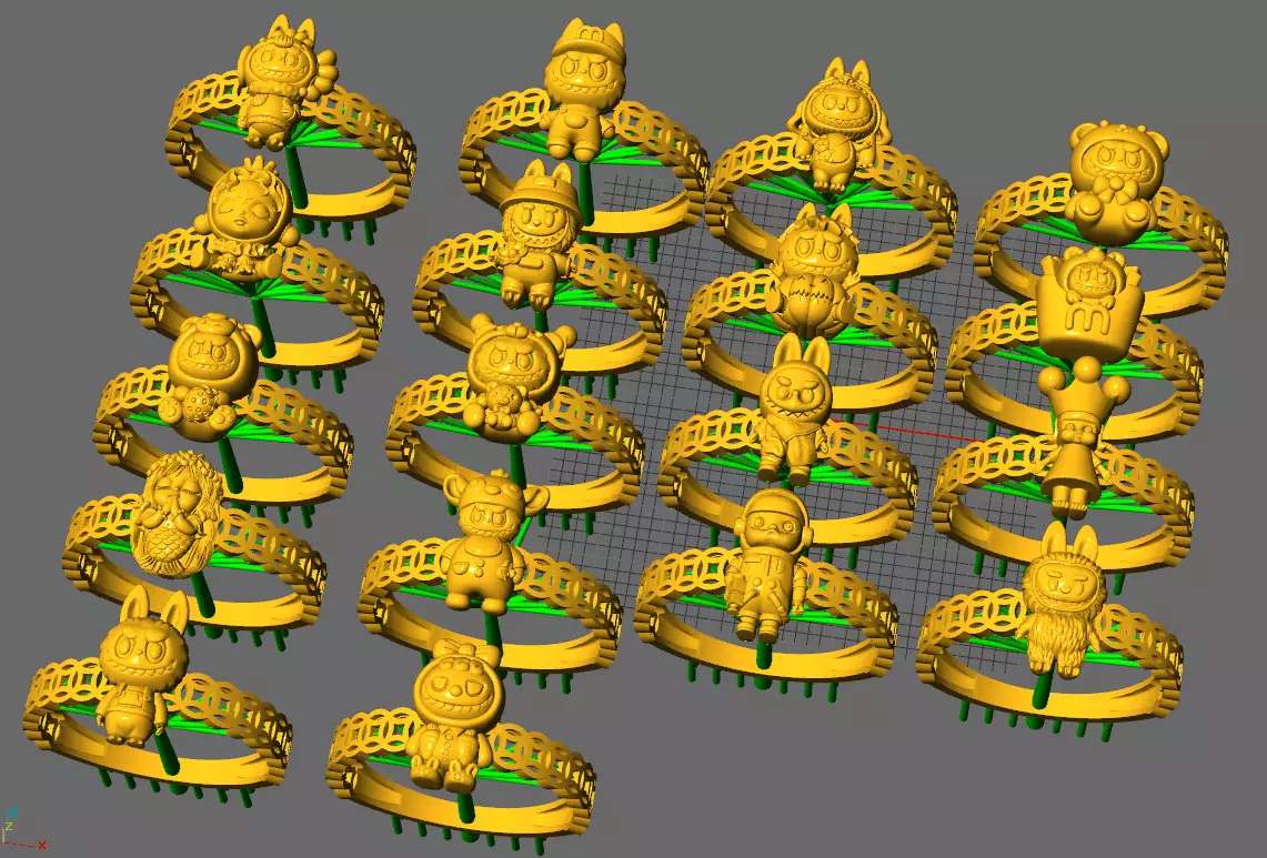  LABUBU COIN RINGS COMBO OF 18 CUTE 3D print model_0