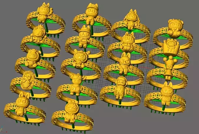  LABUBU COIN RINGS COMBO OF 18 CUTE 3D print model