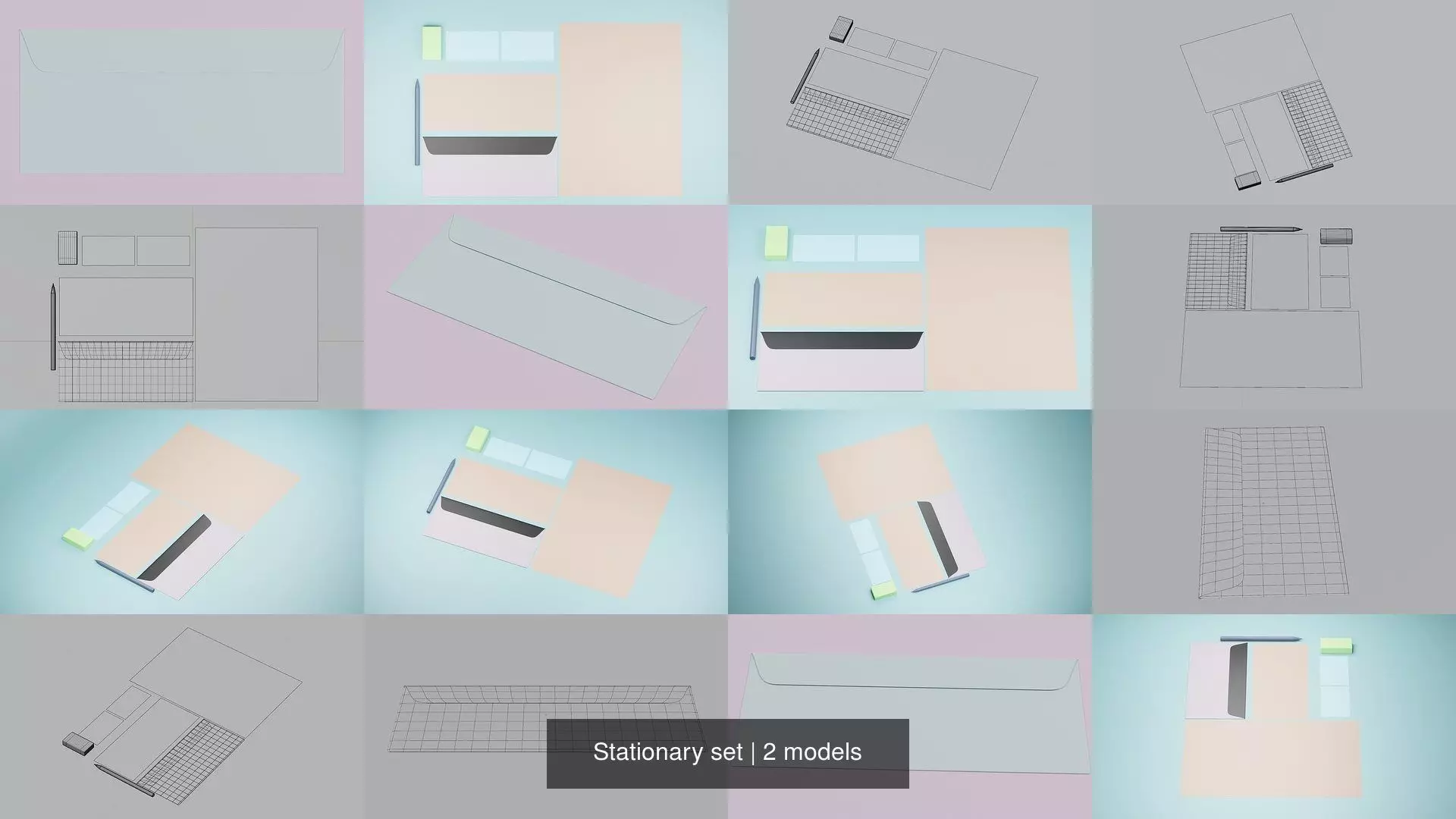 Stationary set 3D Model Pack