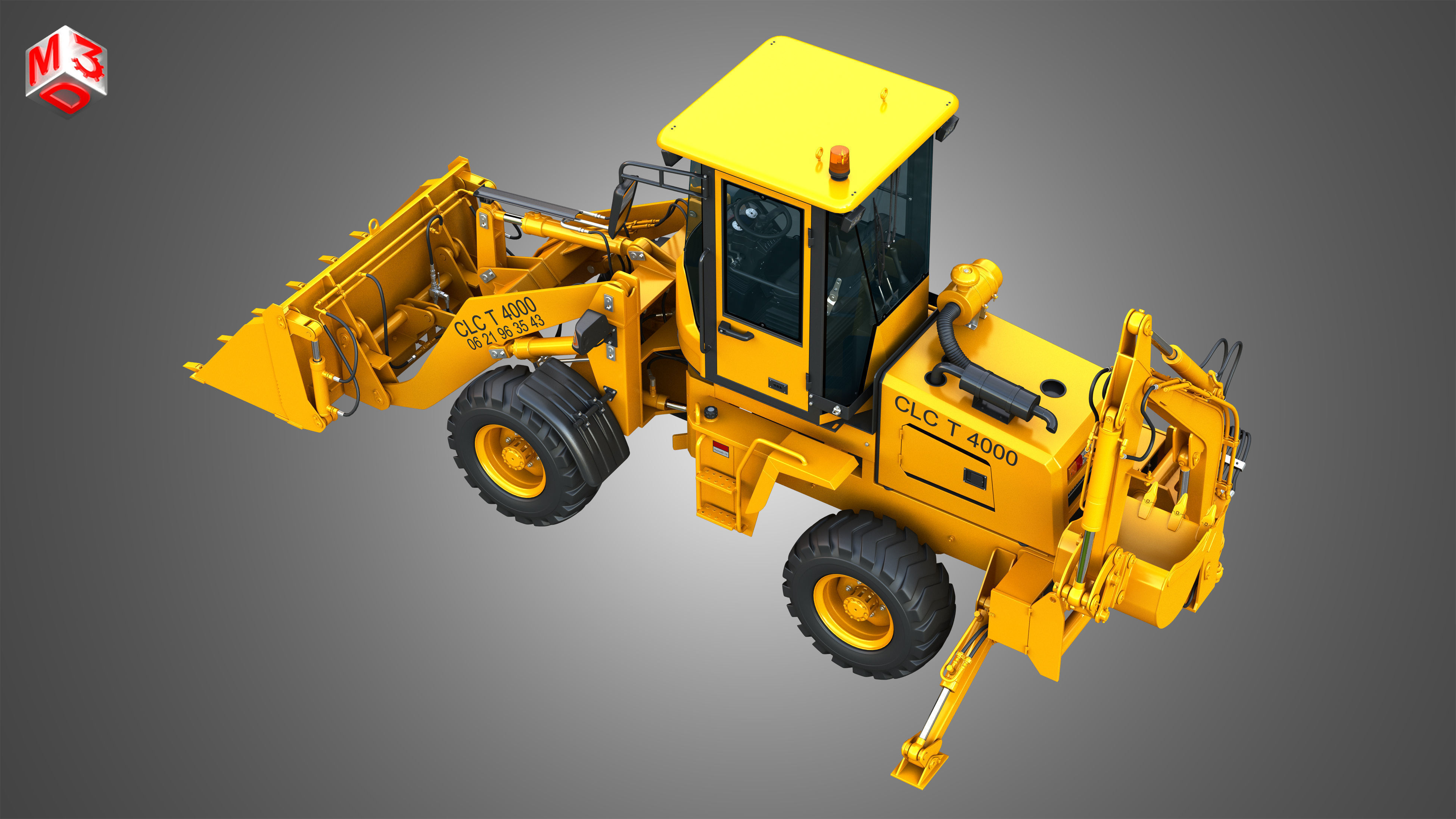 CLC T4000 Articulated Backhoe Loader Tracto Pelle 3D model_24