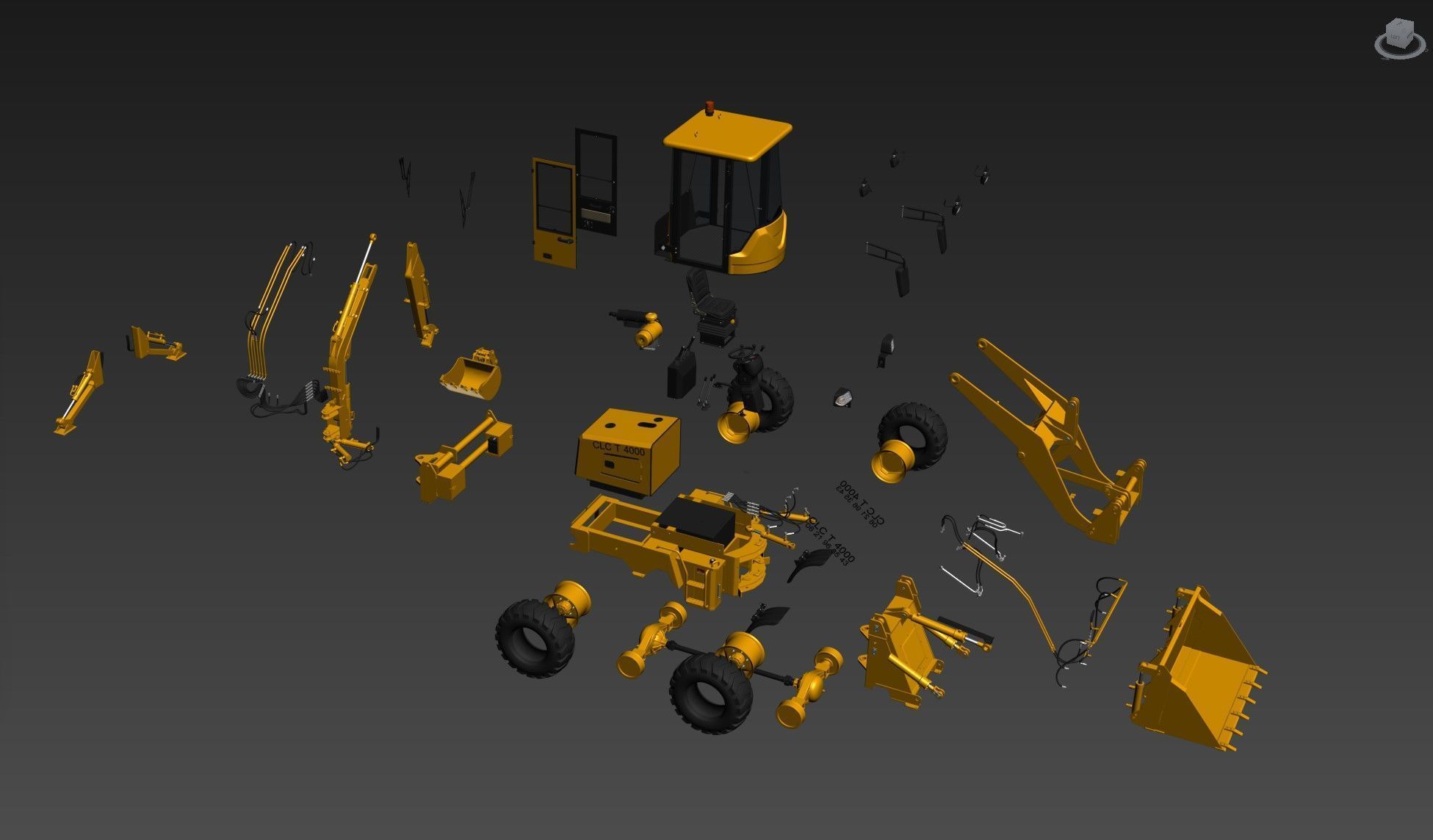 CLC T4000 Articulated Backhoe Loader Tracto Pelle 3D model_27