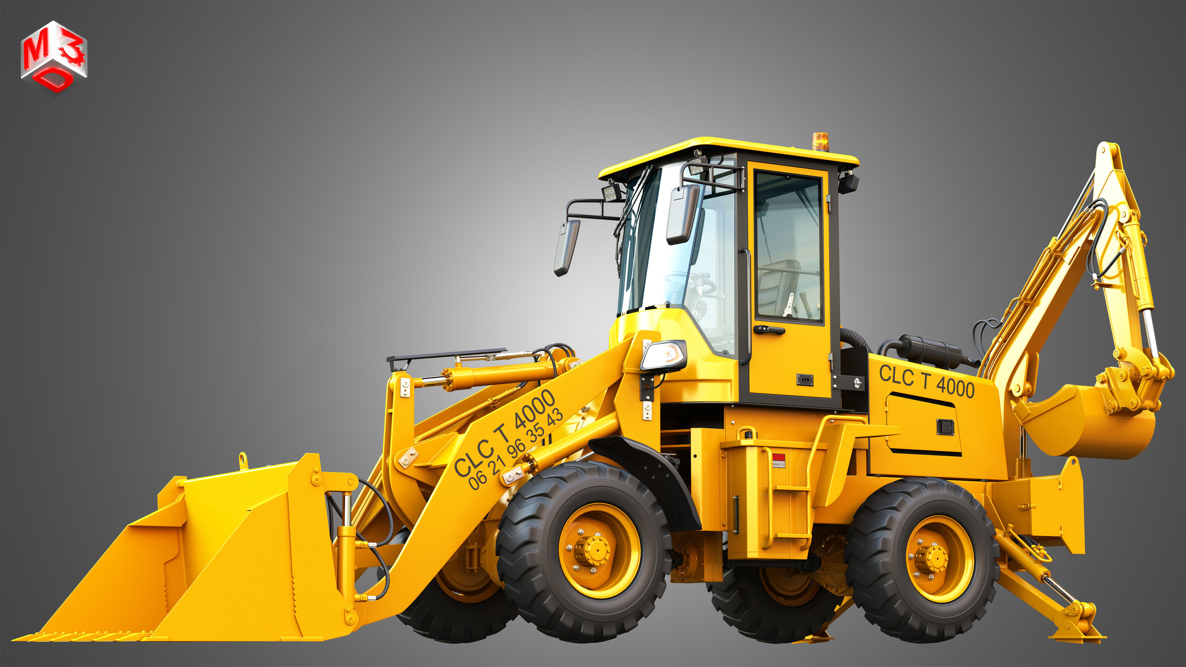 CLC T4000 Articulated Backhoe Loader Tracto Pelle 3D model_9