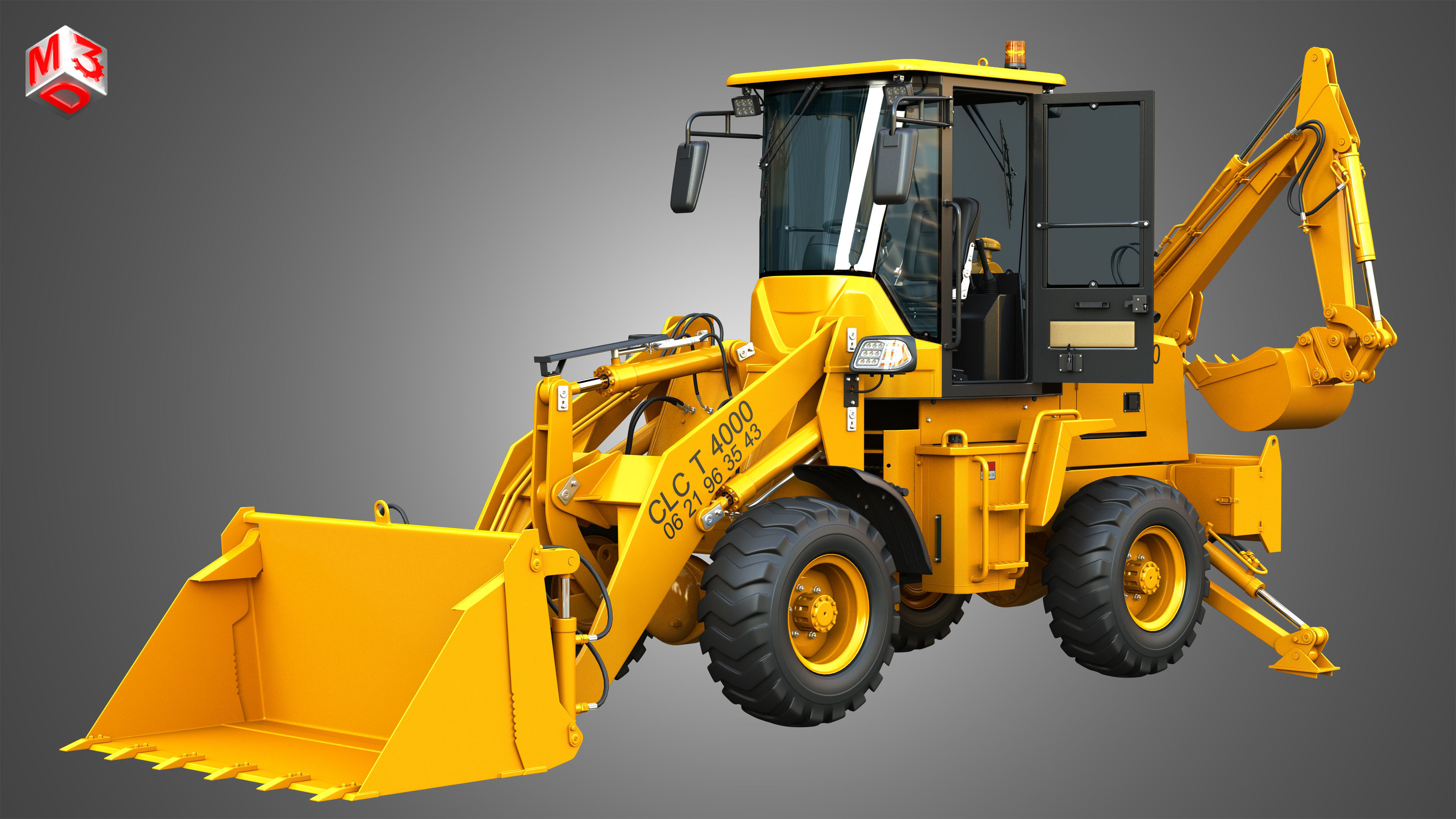 CLC T4000 Articulated Backhoe Loader Tracto Pelle 3D model_3