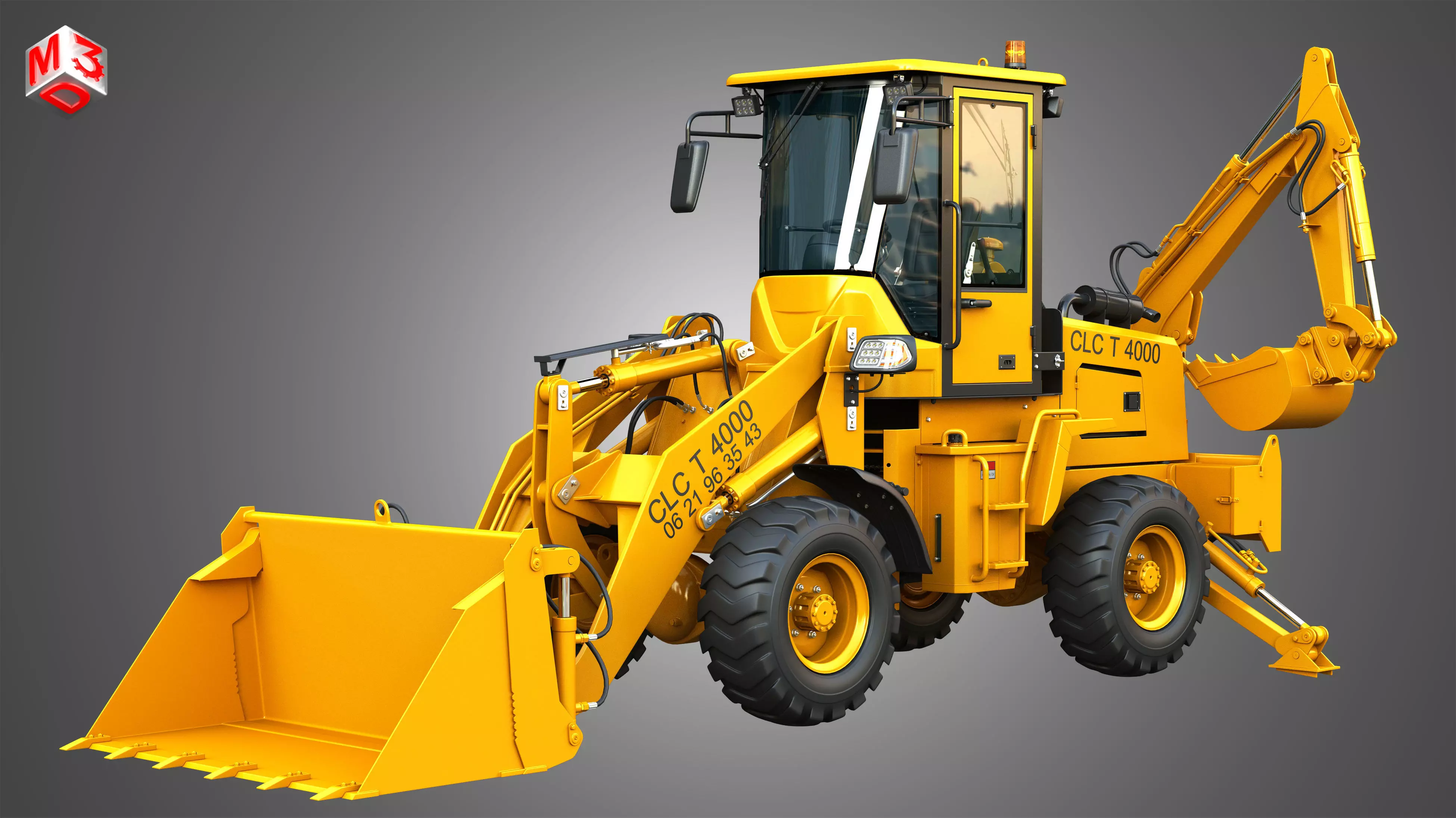 CLC T4000 Articulated Backhoe Loader Tracto Pelle 3D model_0