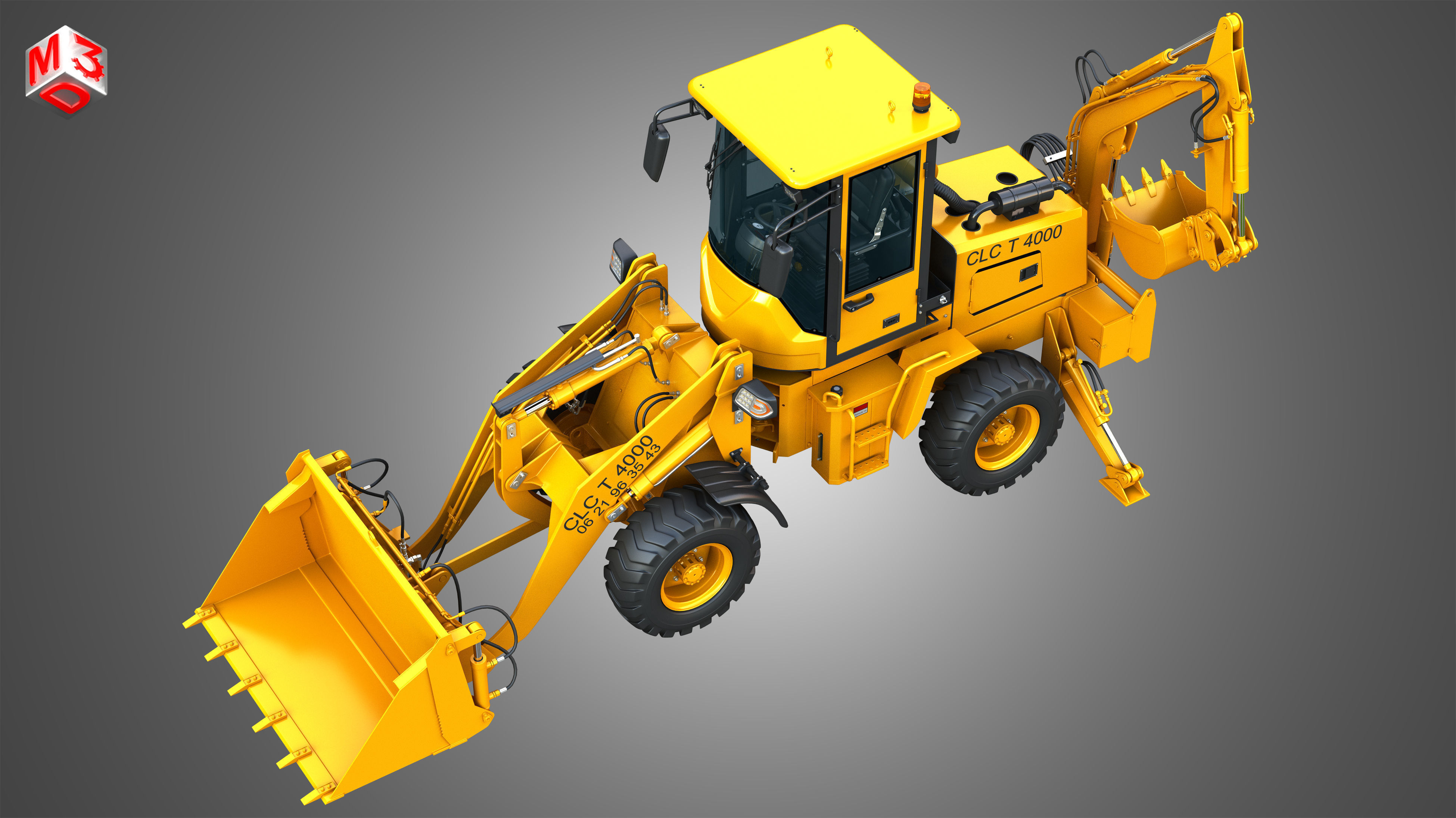 CLC T4000 Articulated Backhoe Loader Tracto Pelle 3D model_21