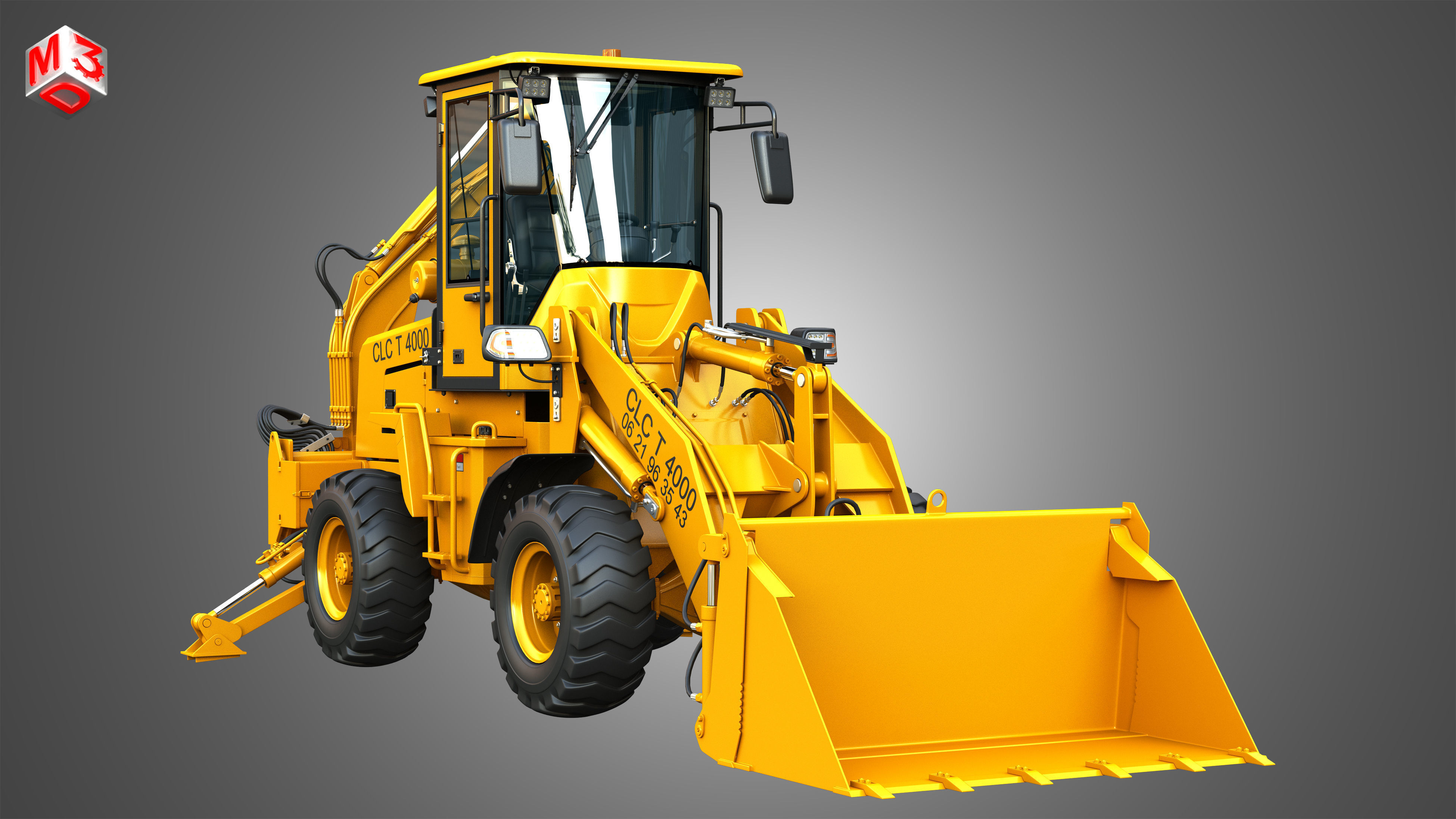 CLC T4000 Articulated Backhoe Loader Tracto Pelle 3D model_15