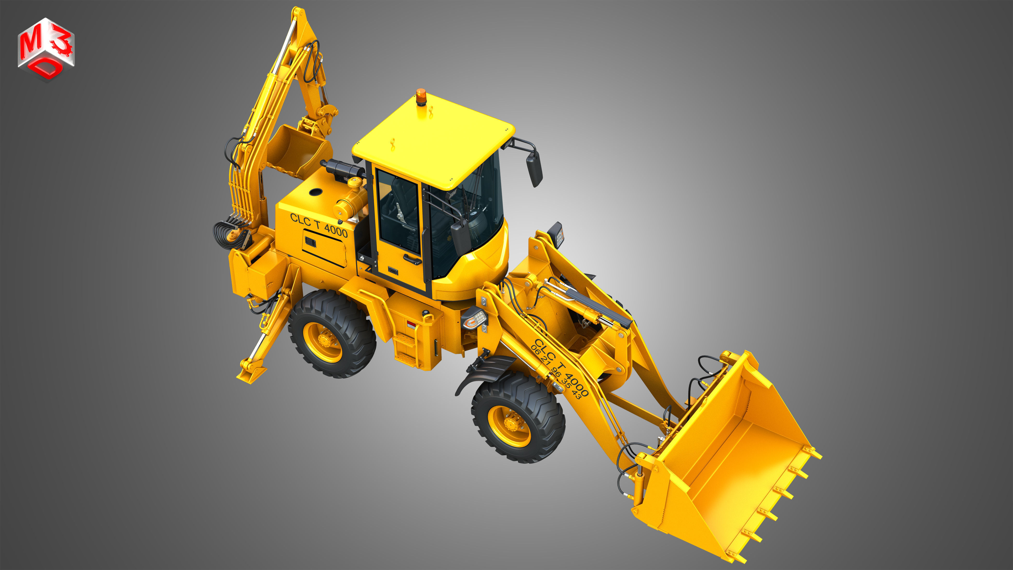 CLC T4000 Articulated Backhoe Loader Tracto Pelle 3D model_23