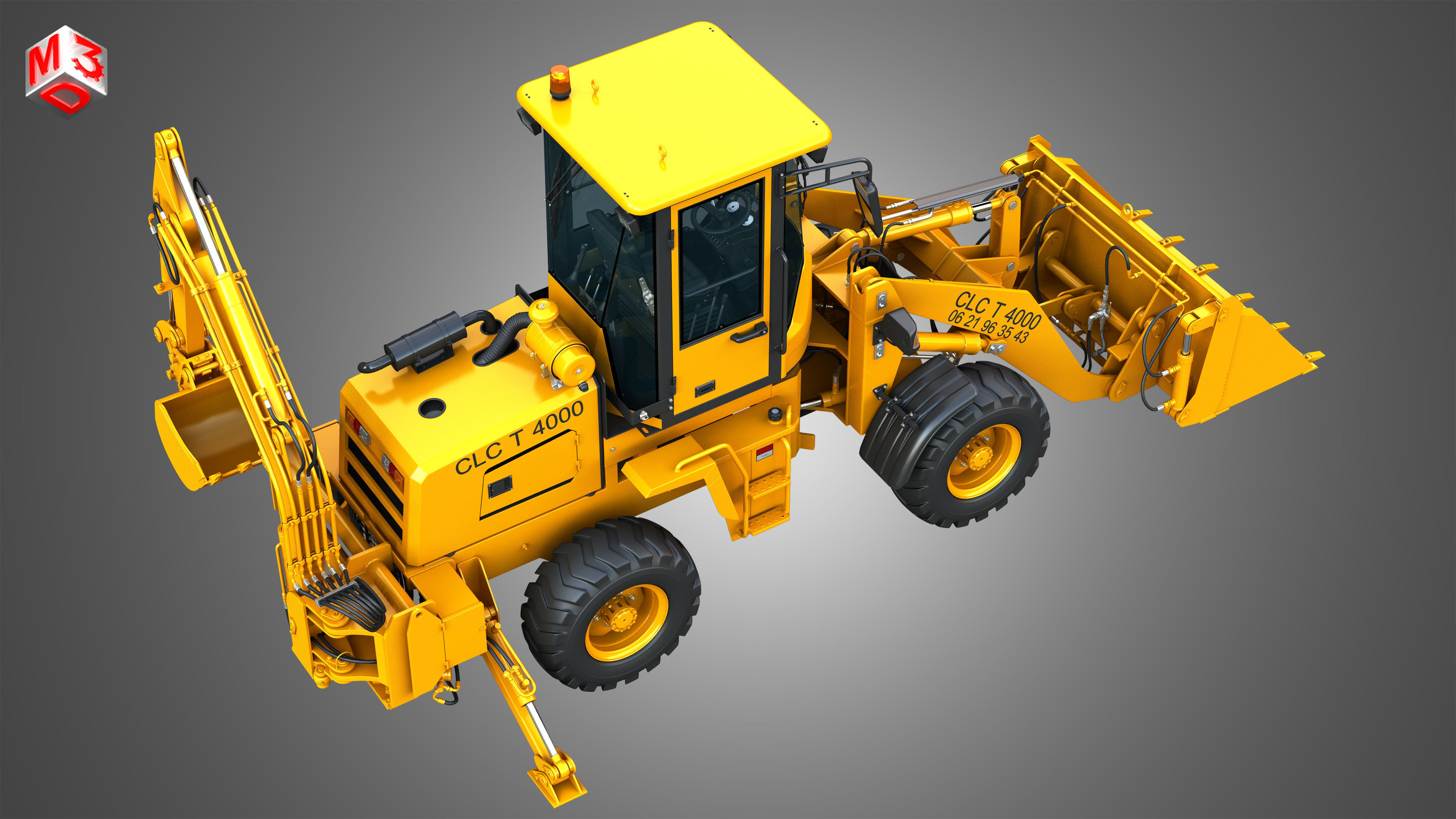CLC T4000 Articulated Backhoe Loader Tracto Pelle 3D model_22