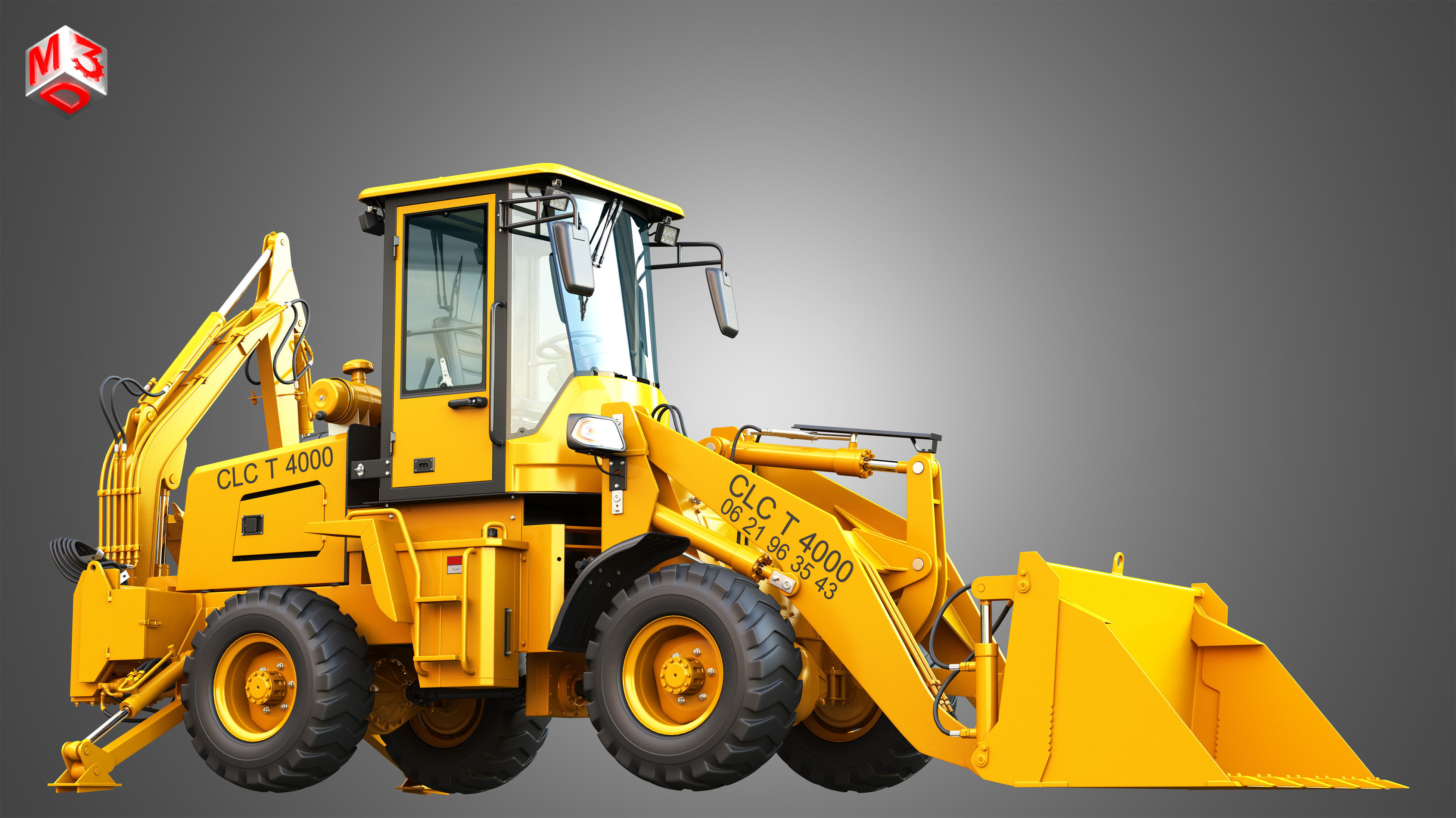 CLC T4000 Articulated Backhoe Loader Tracto Pelle 3D model_11