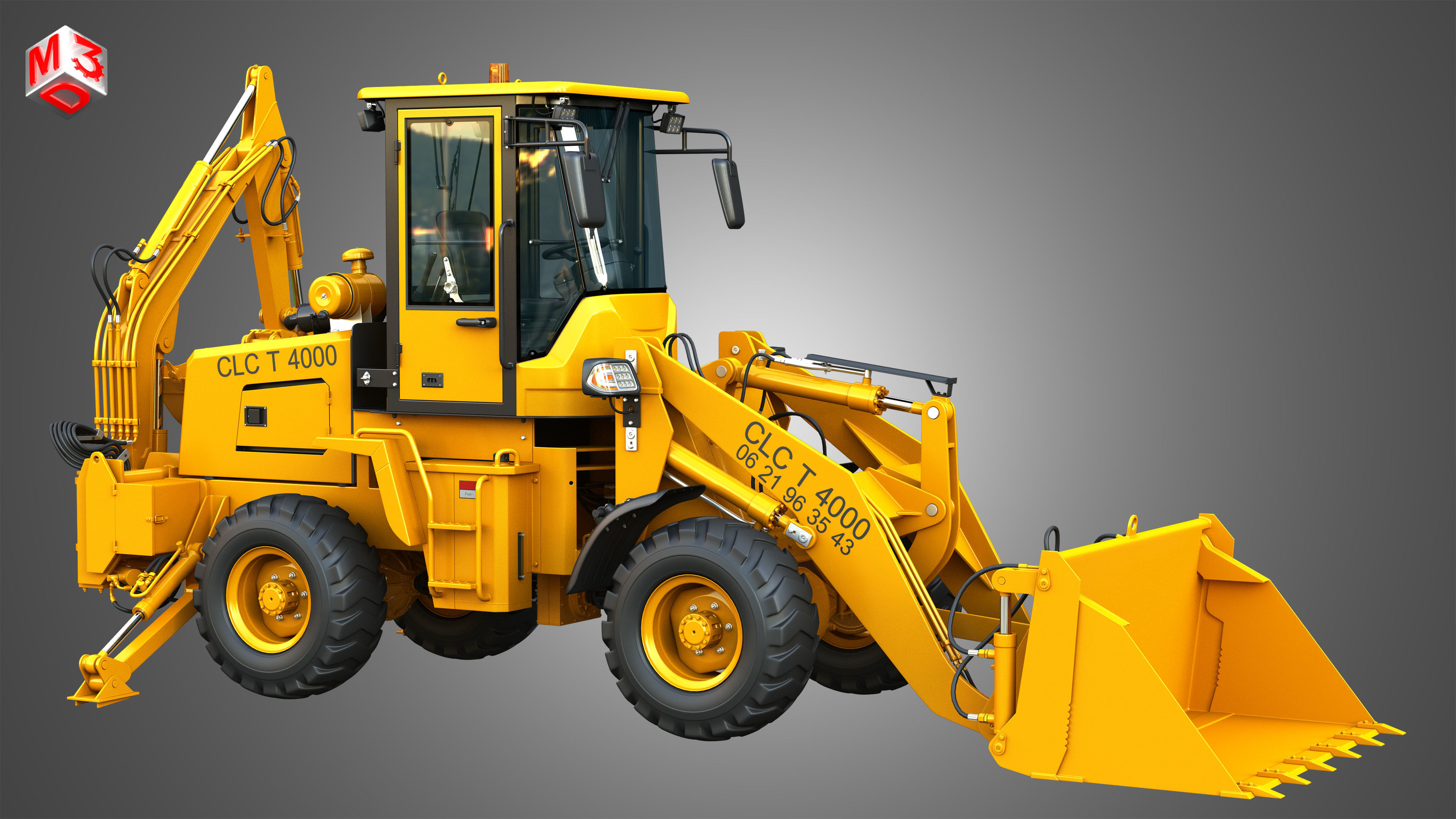 CLC T4000 Articulated Backhoe Loader Tracto Pelle 3D model_19