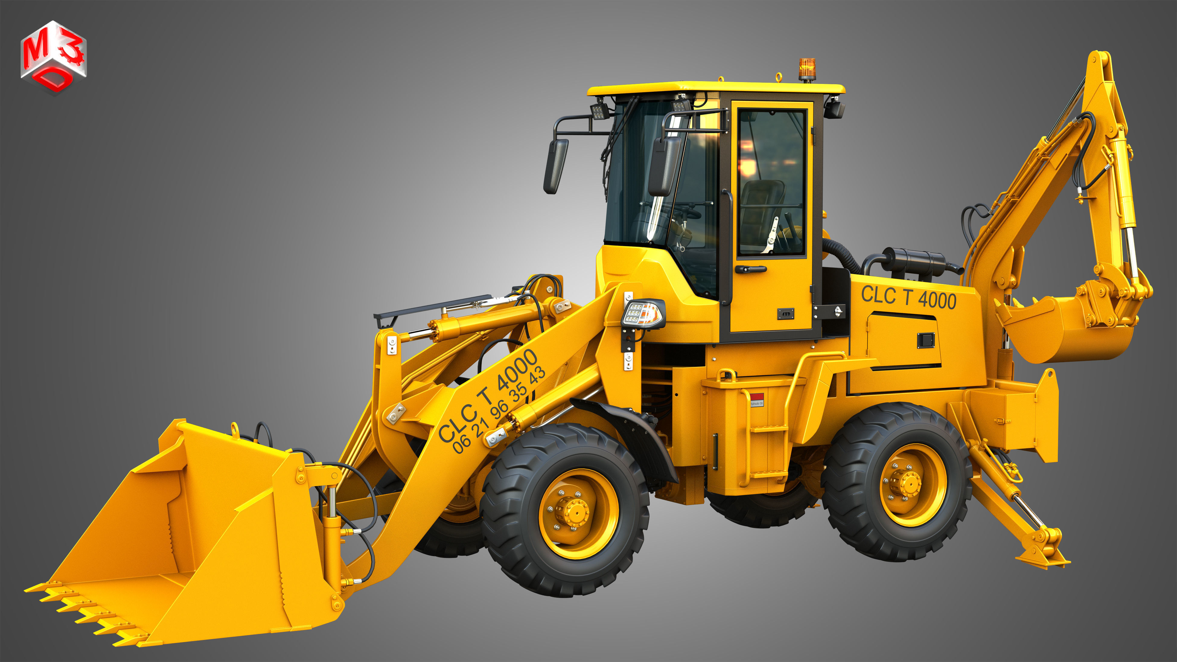 CLC T4000 Articulated Backhoe Loader Tracto Pelle 3D model_17