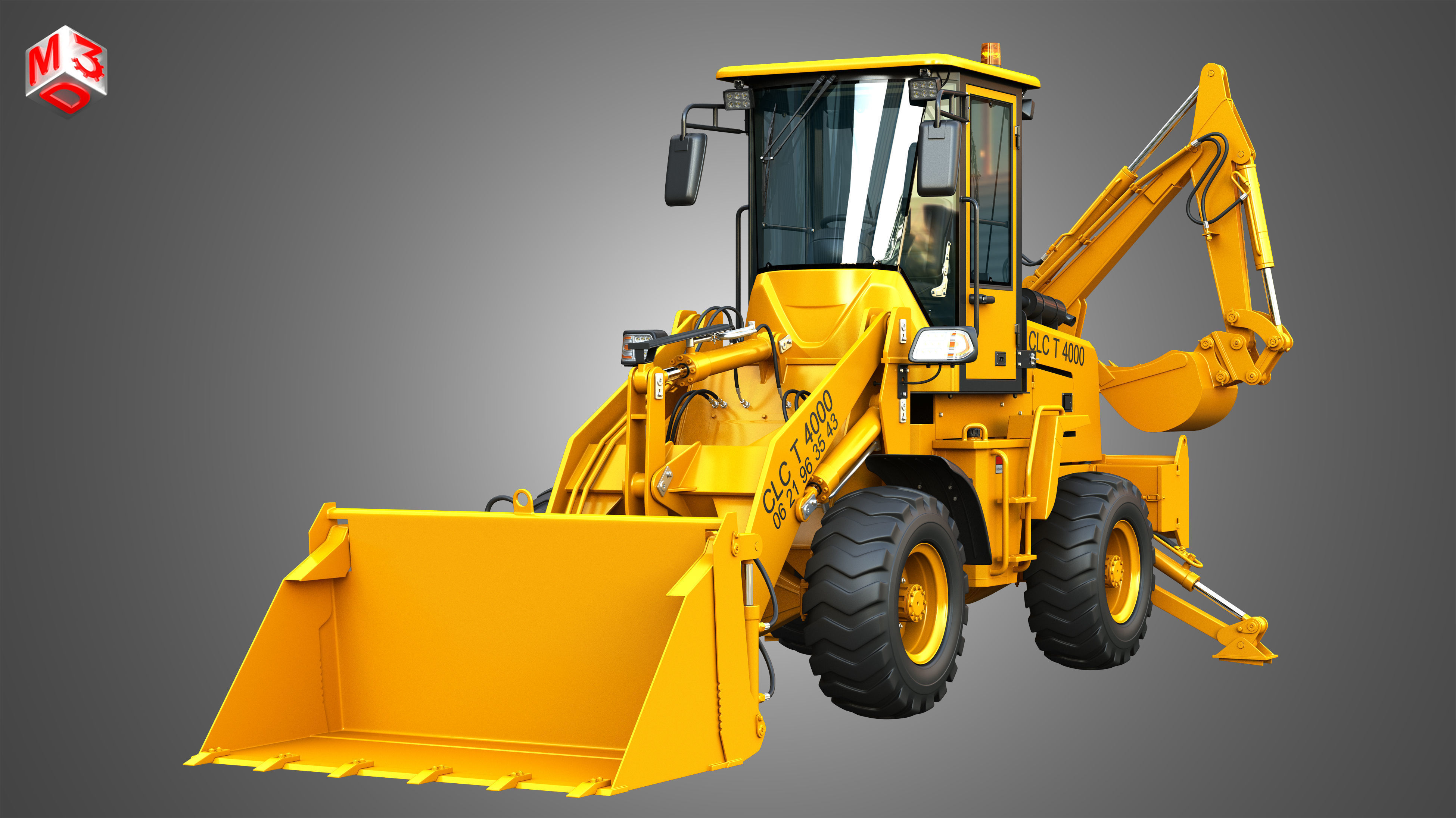 CLC T4000 Articulated Backhoe Loader Tracto Pelle 3D model_13