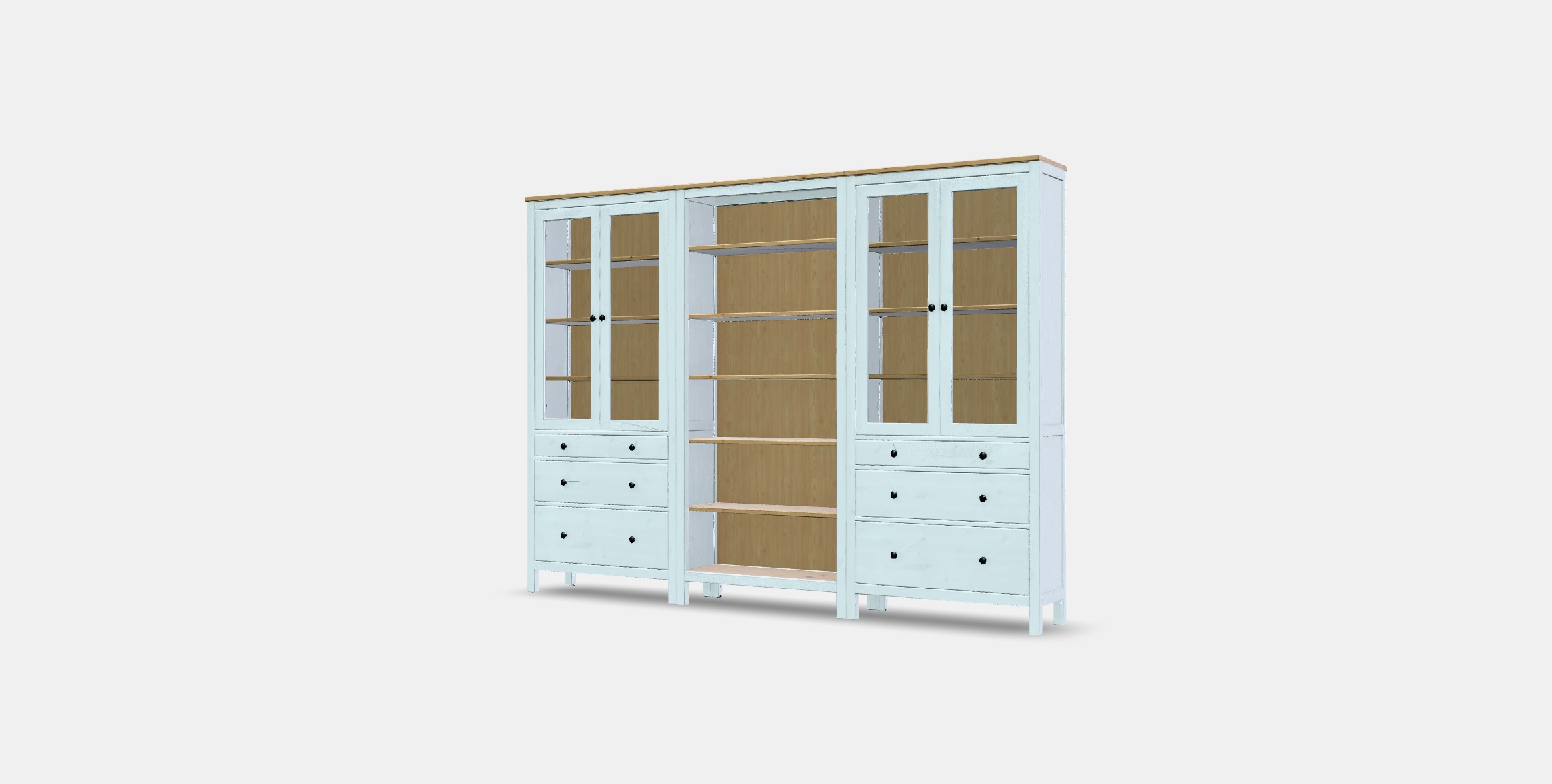 HEMNES Storage combination w doors-drawers Low-poly 3D model_11