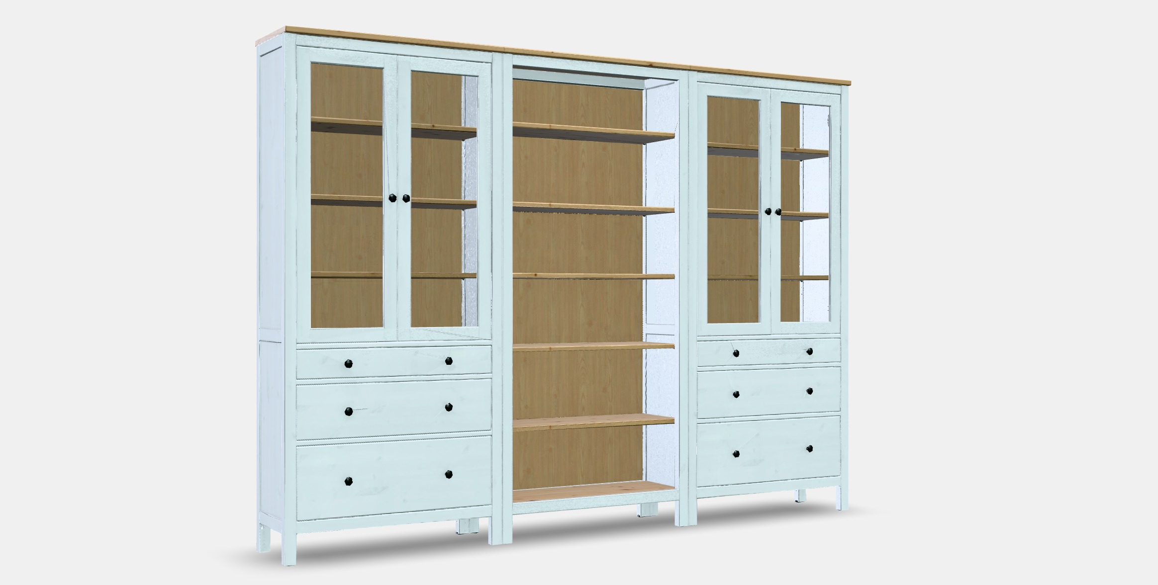HEMNES Storage combination w doors-drawers Low-poly 3D model_9