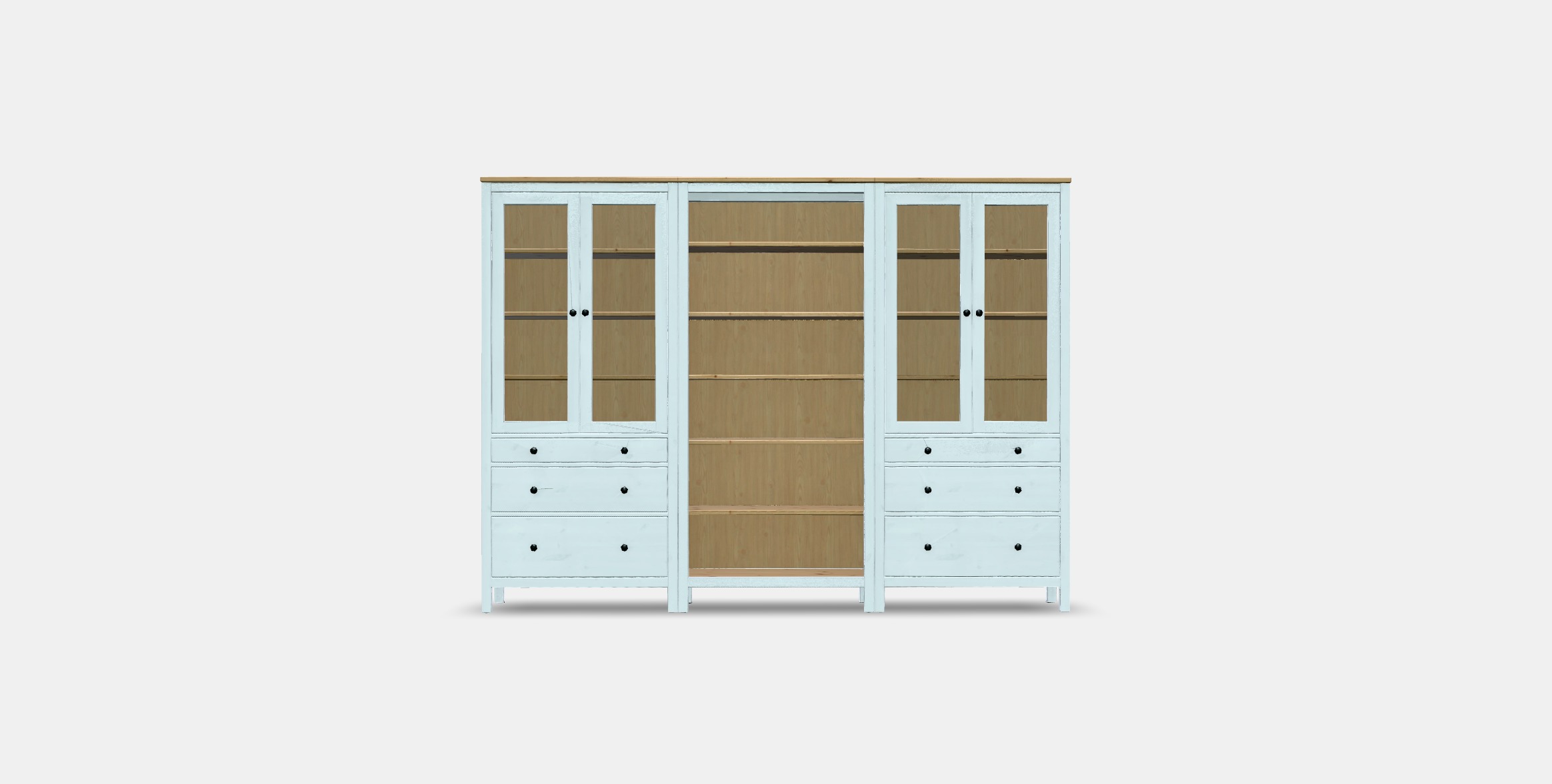 HEMNES Storage combination w doors-drawers Low-poly 3D model_10