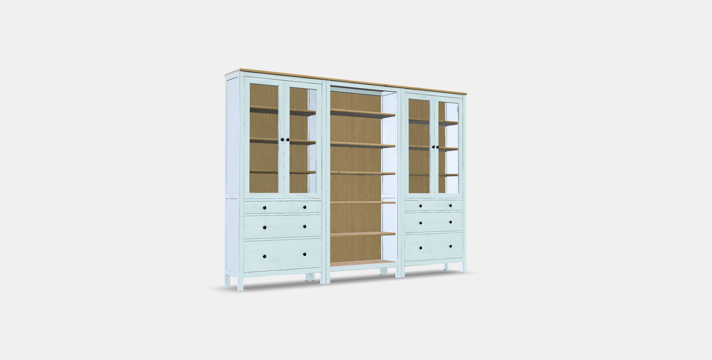 HEMNES Storage combination w doors-drawers Low-poly 3D model_5