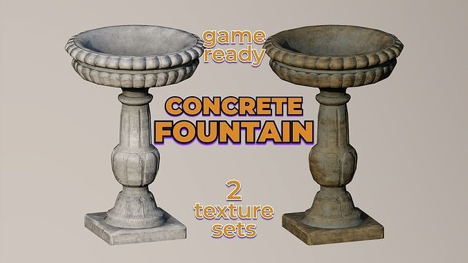 Ancient Concrete Water Fountain old stone Low-poly 3D model