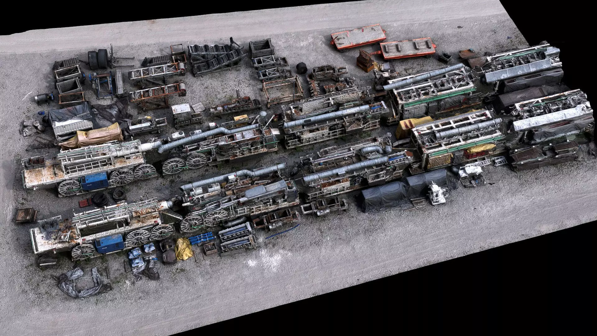 construction-site machinery scrapyard terrain photogrammetry Low-poly 3D model_0