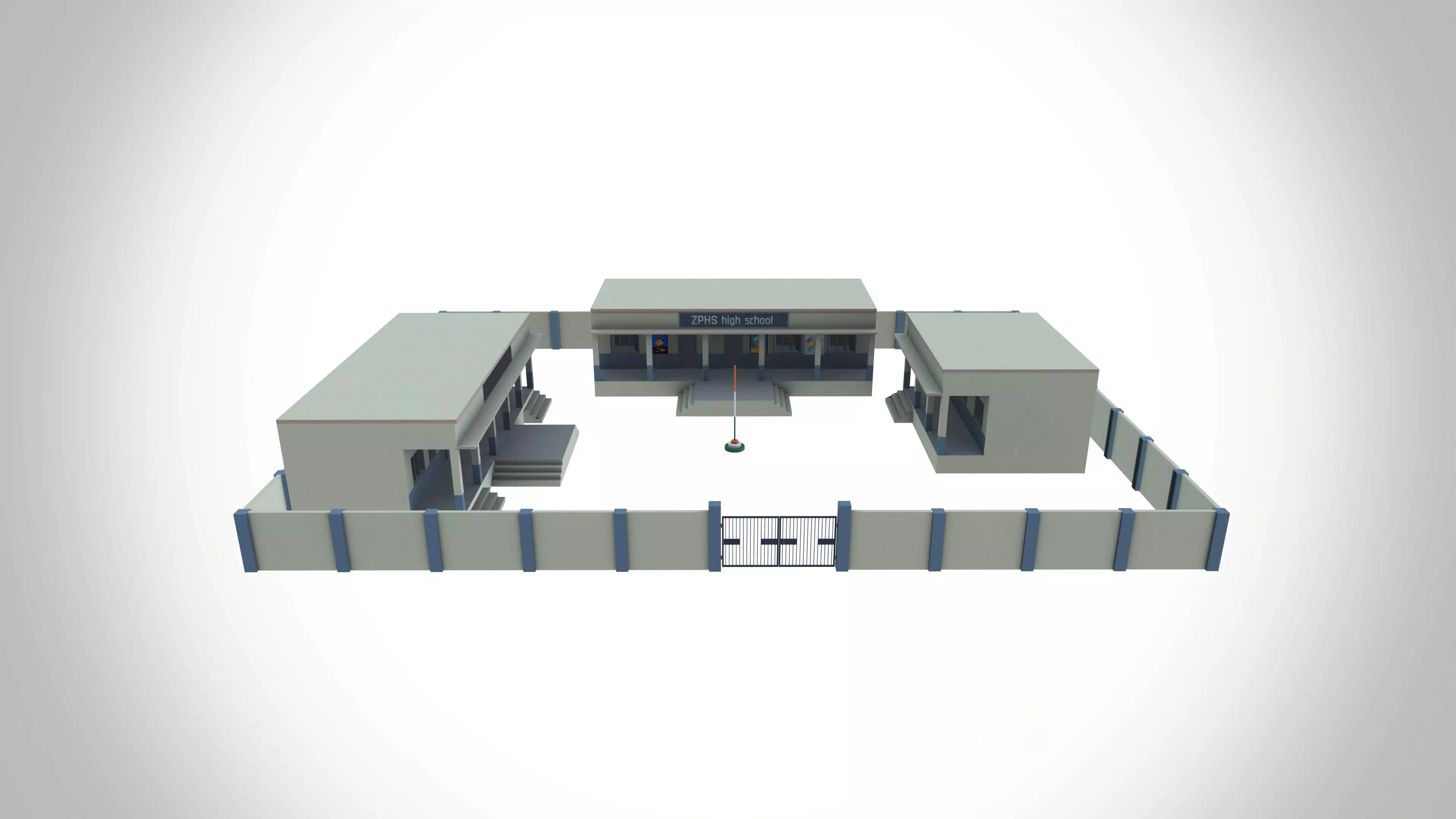 School Low-poly 3D model_0