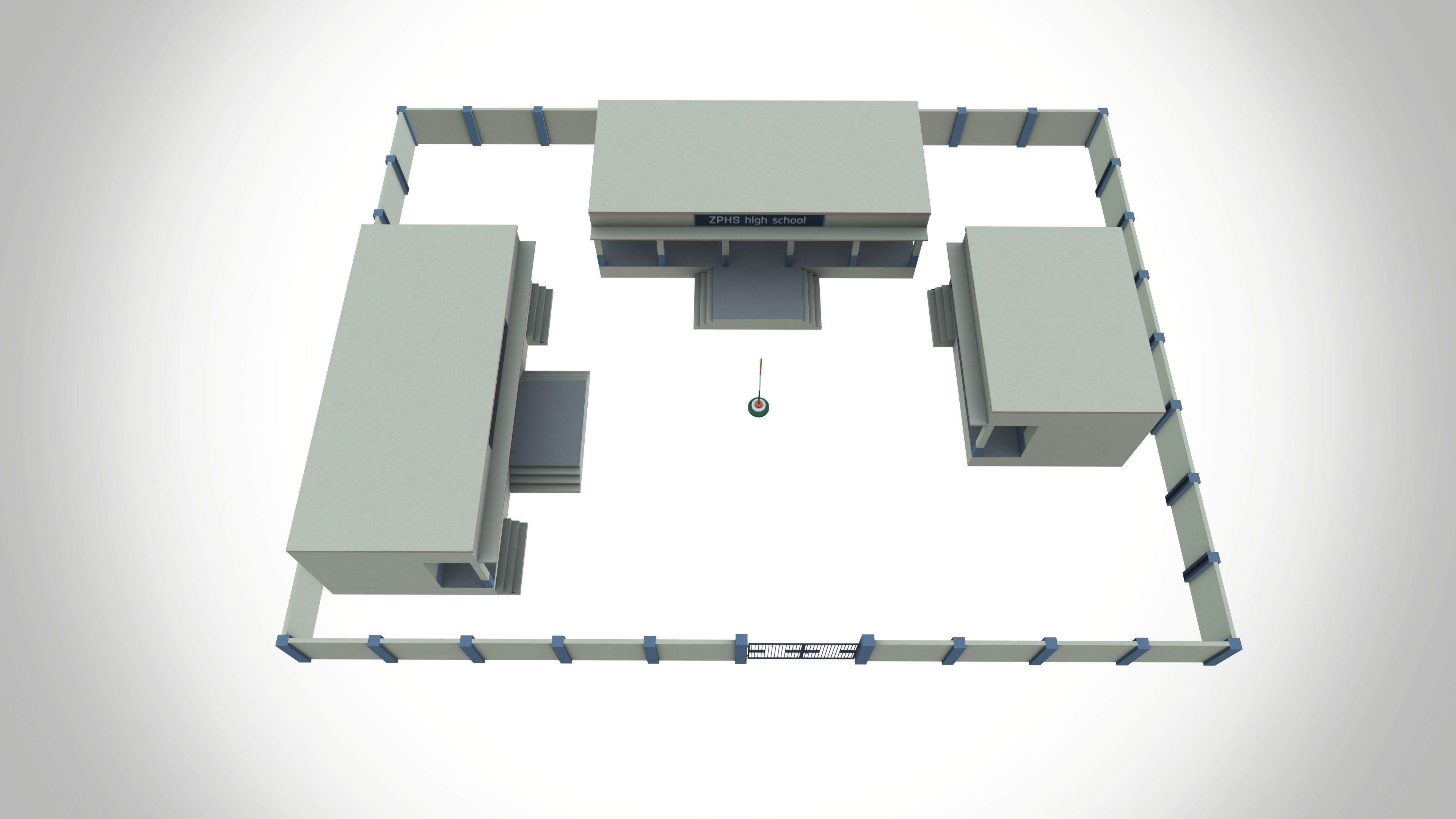 School Low-poly 3D model_9