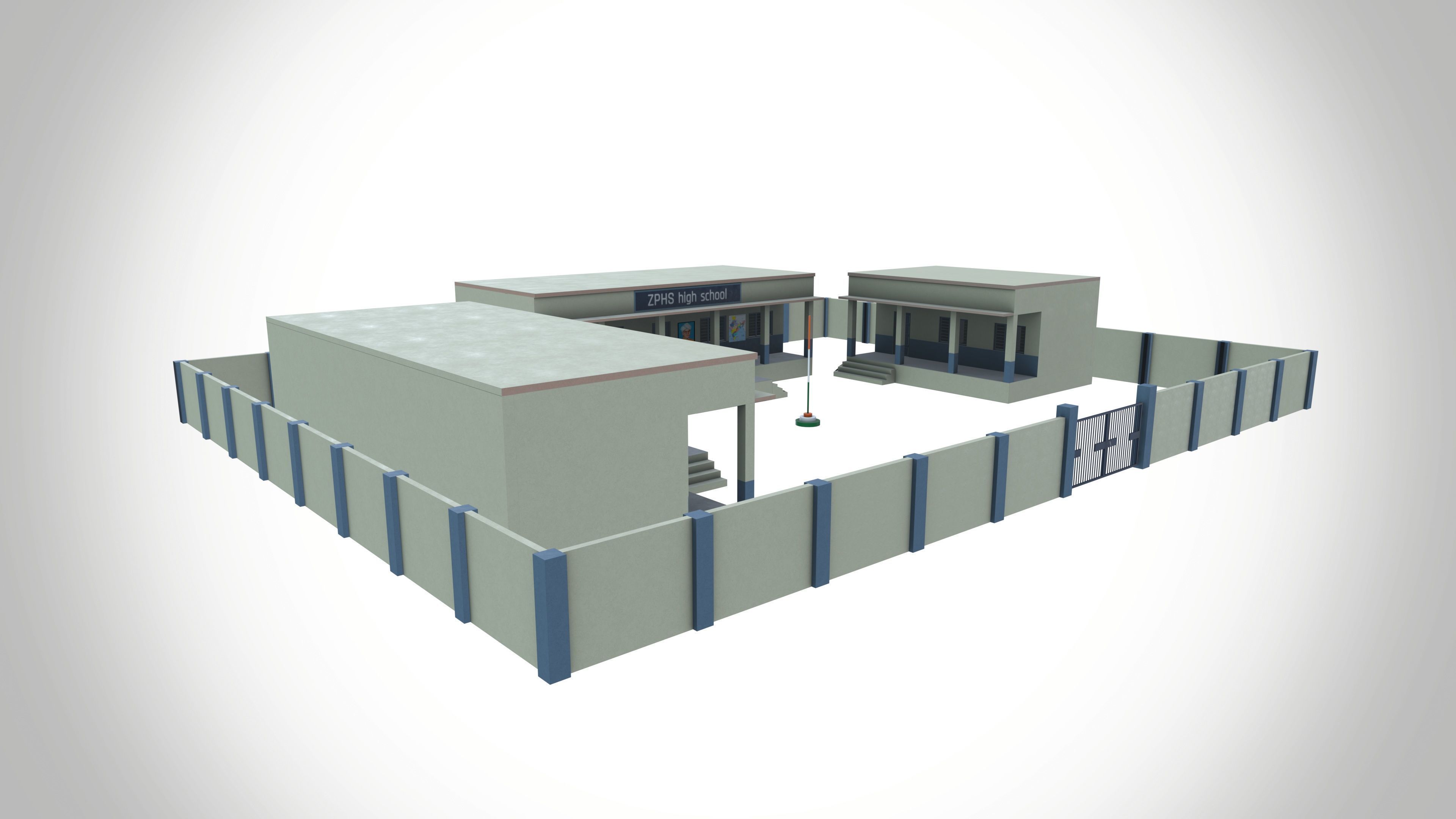 School Low-poly 3D model_3