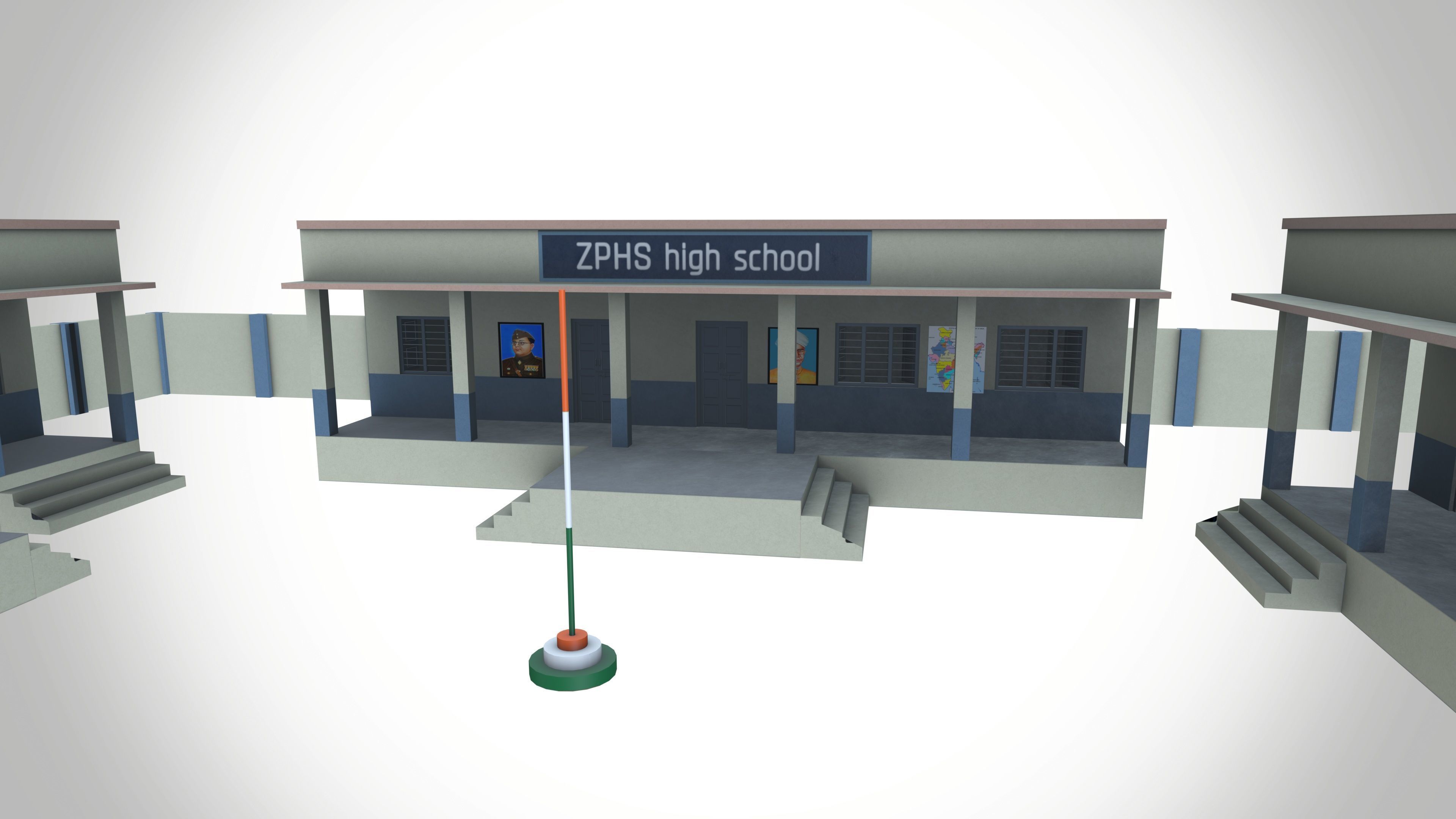 School Low-poly 3D model_6