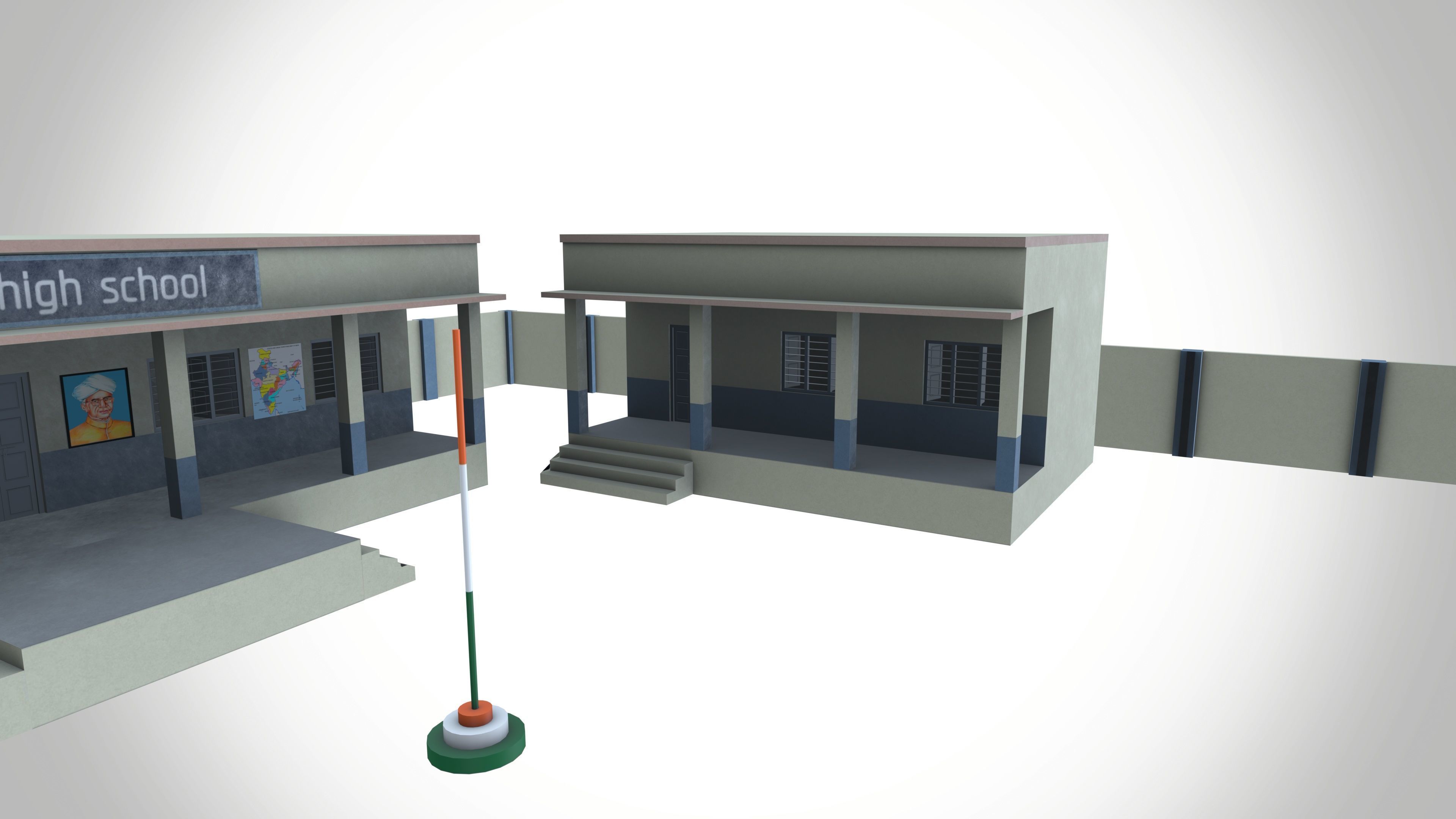 School Low-poly 3D model_7