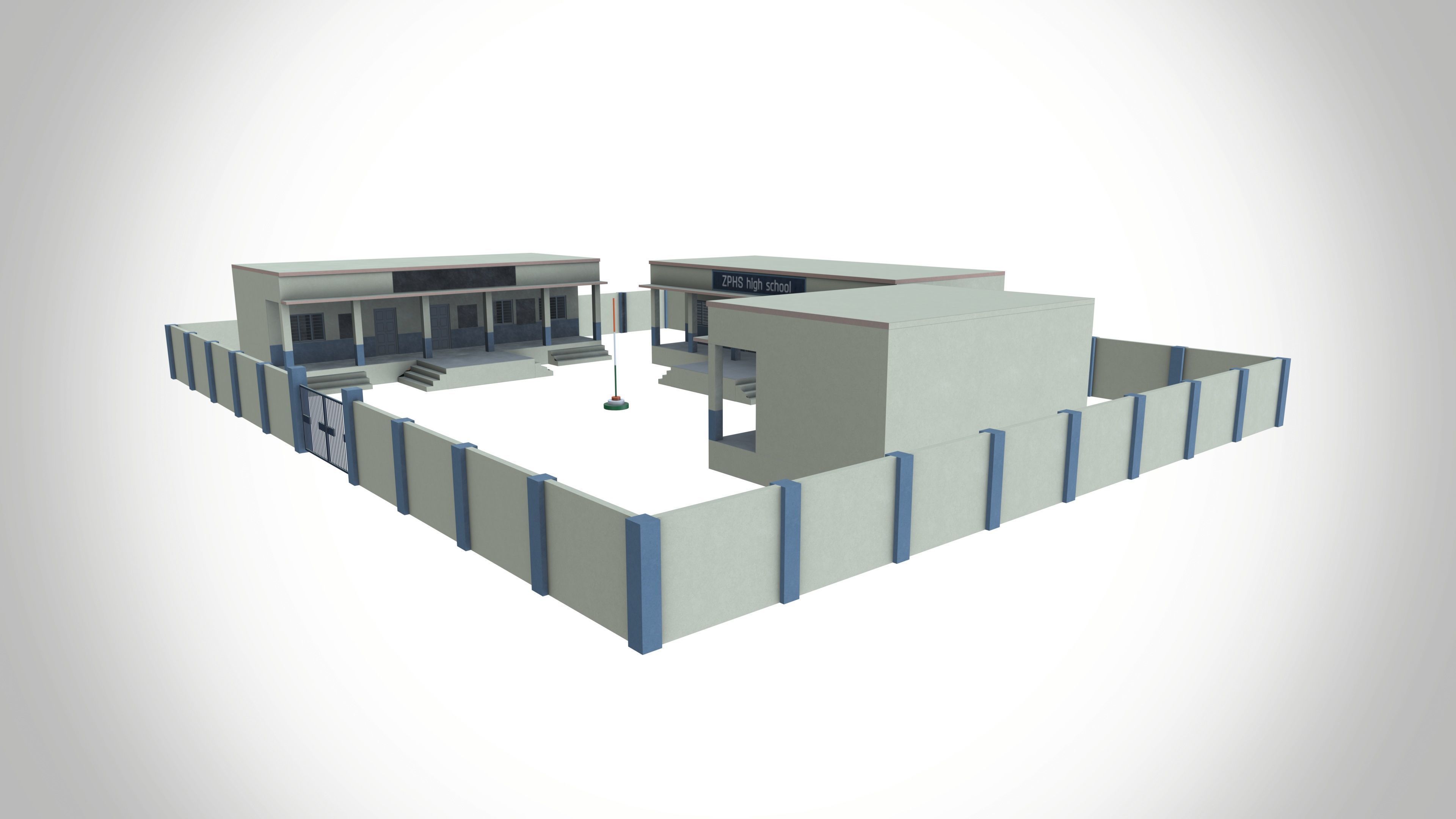 School Low-poly 3D model_2
