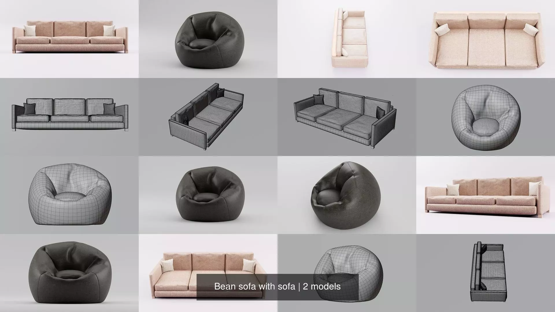 Bean sofa with sofa 3D Model Collection_0