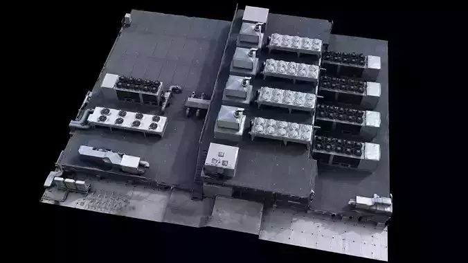 skyscraper roof airvents drone raw scan photogrammetry Low-poly 3D model
