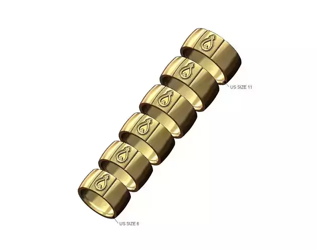 Ribbed bead crown cigar band US sizes 6to11