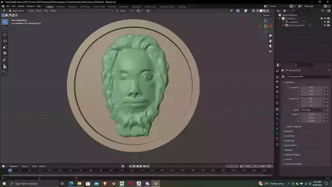Greek GOD Head Relief Modeling