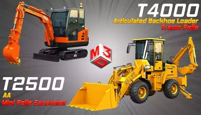 CLC Industrial Vehicles  2 in 1 3D Model Collection