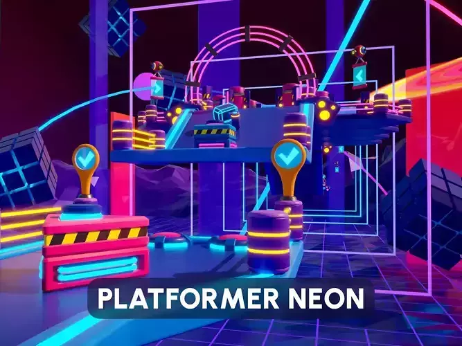 Platformer 10 Neon Low-poly 3D model