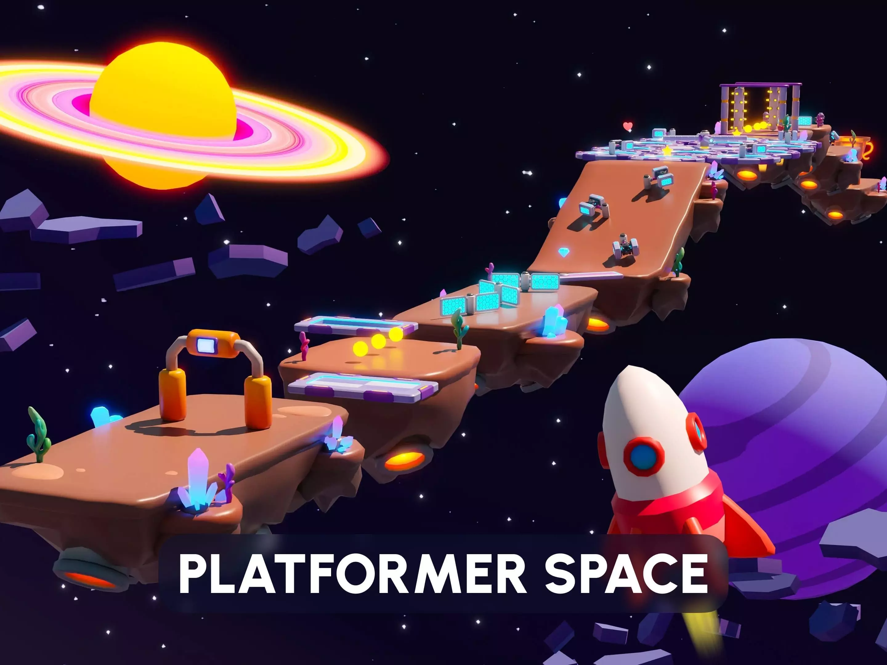 Platformer 11 Space Low-poly 3D model_0