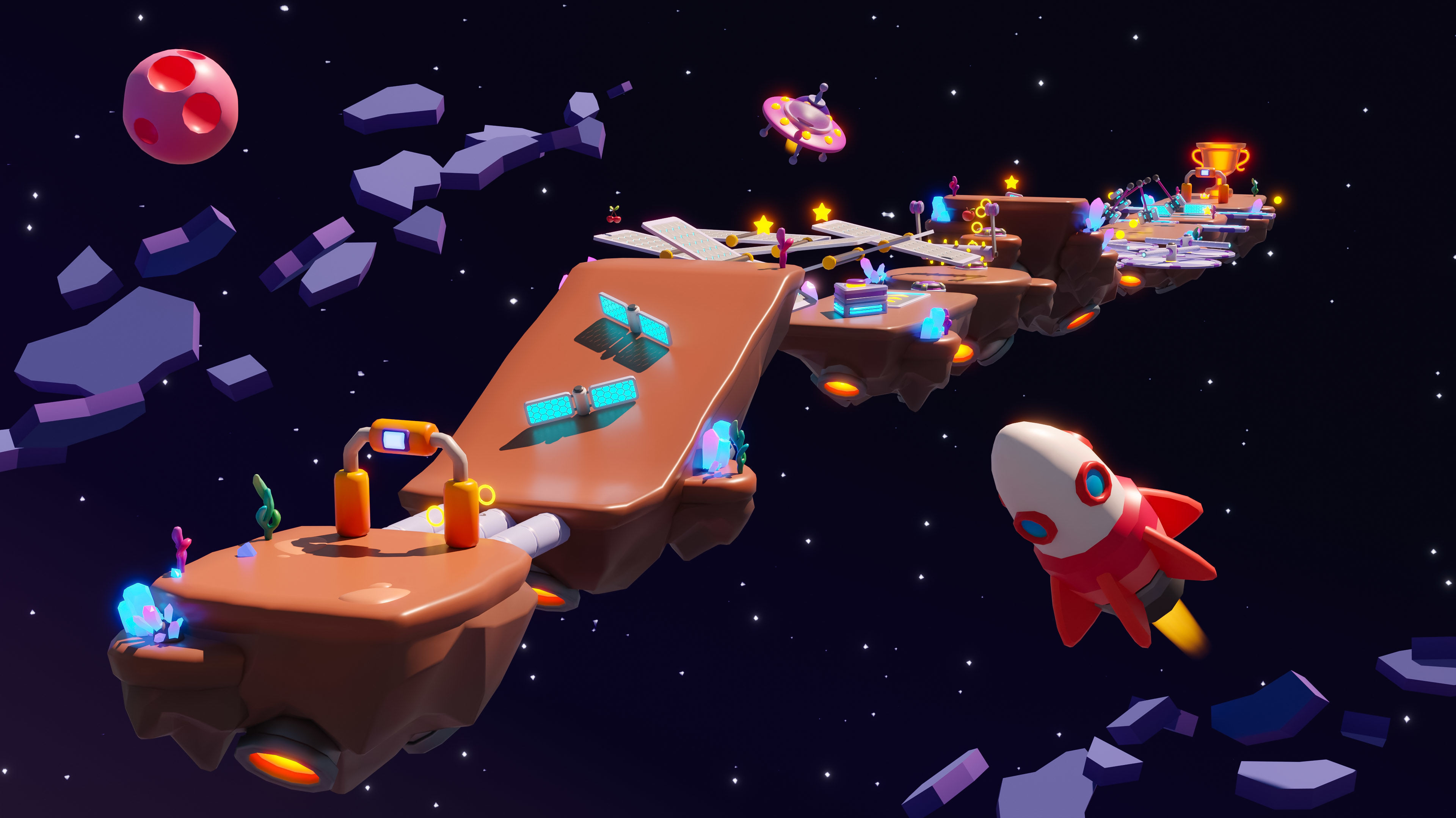 Platformer 11 Space Low-poly 3D model_7