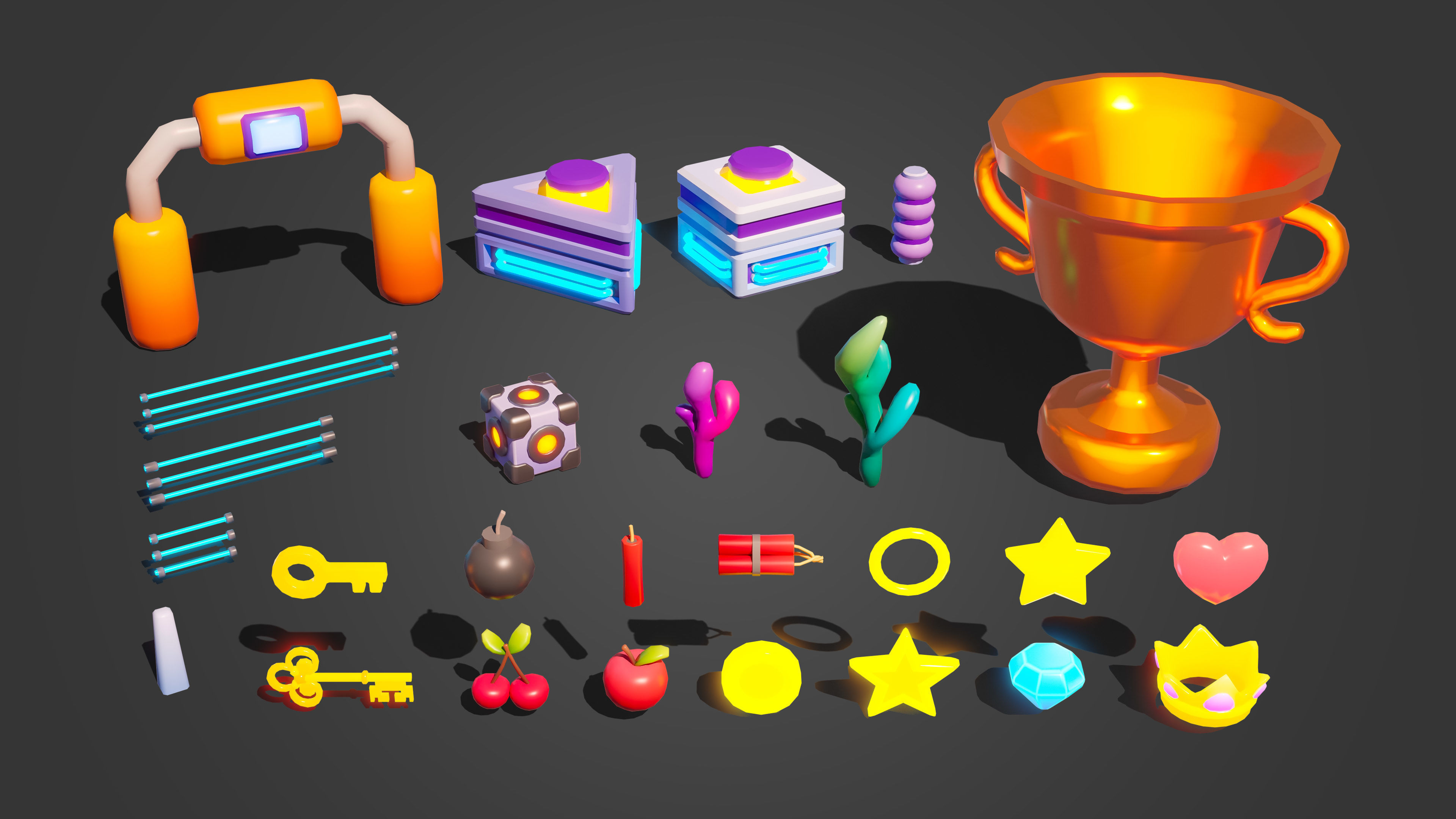 Platformer 11 Space Low-poly 3D model_36