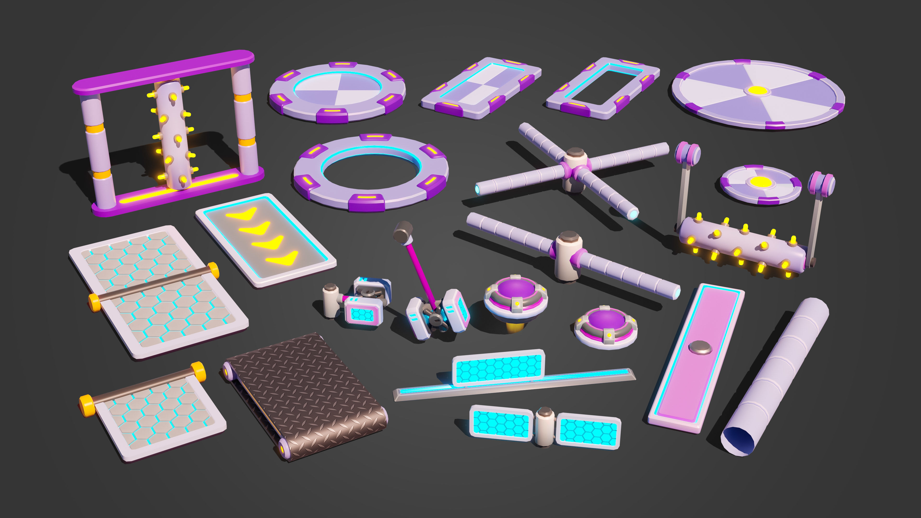 Platformer 11 Space Low-poly 3D model_35