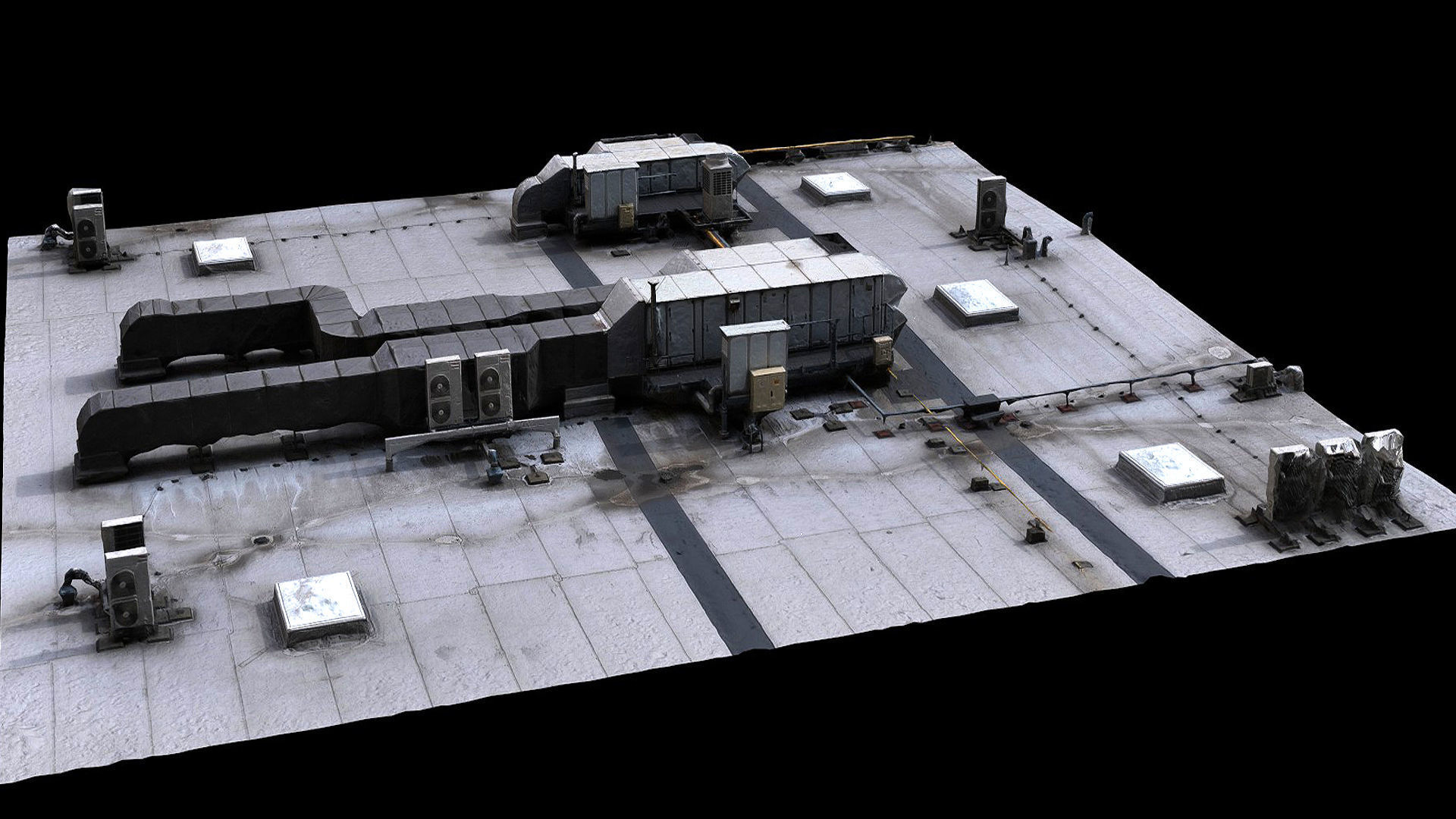 factory roof airvents systems part3 photogrammetry Low-poly 3D model_2