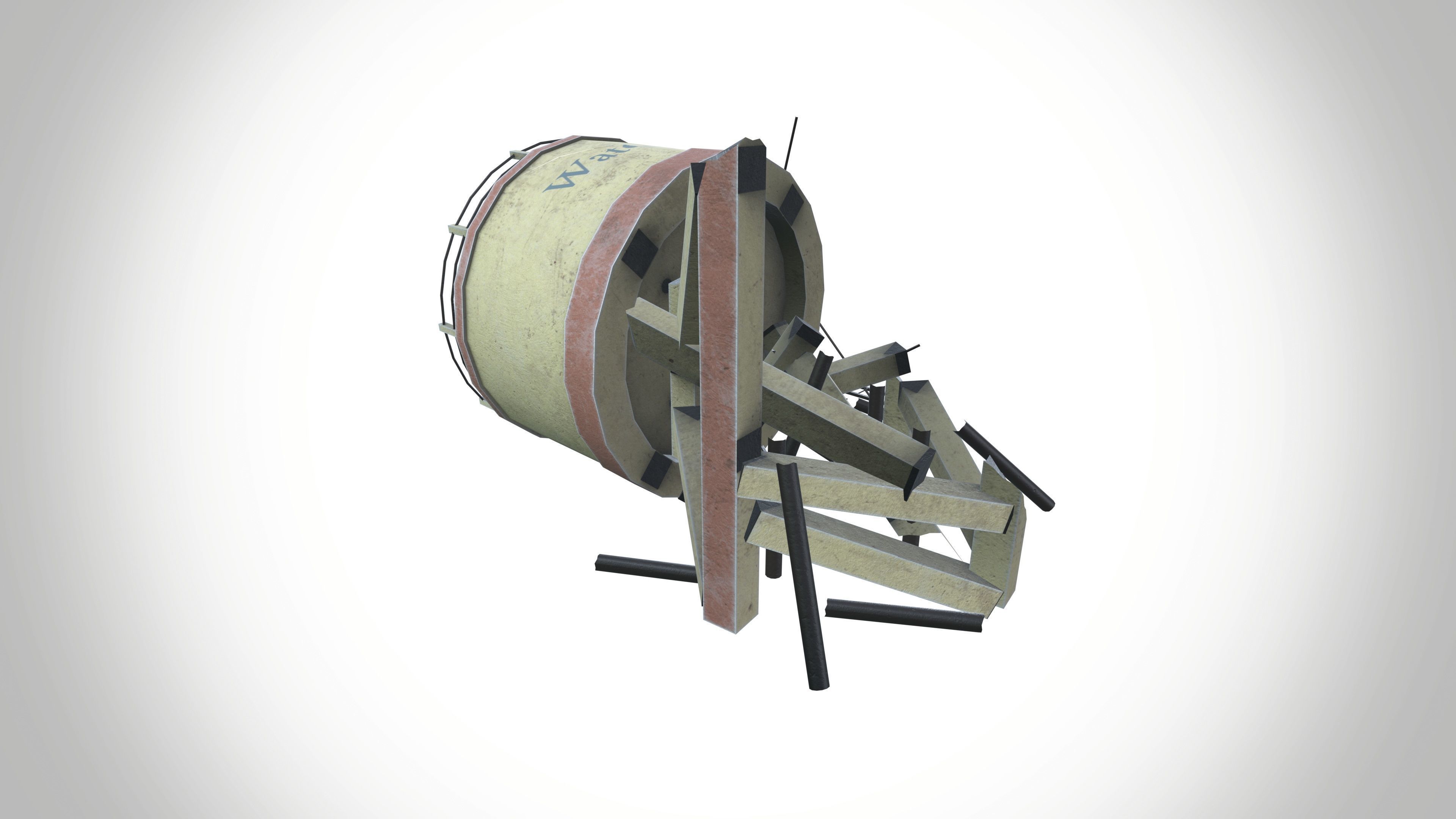 Destroy Water Tank Low-poly 3D model_5