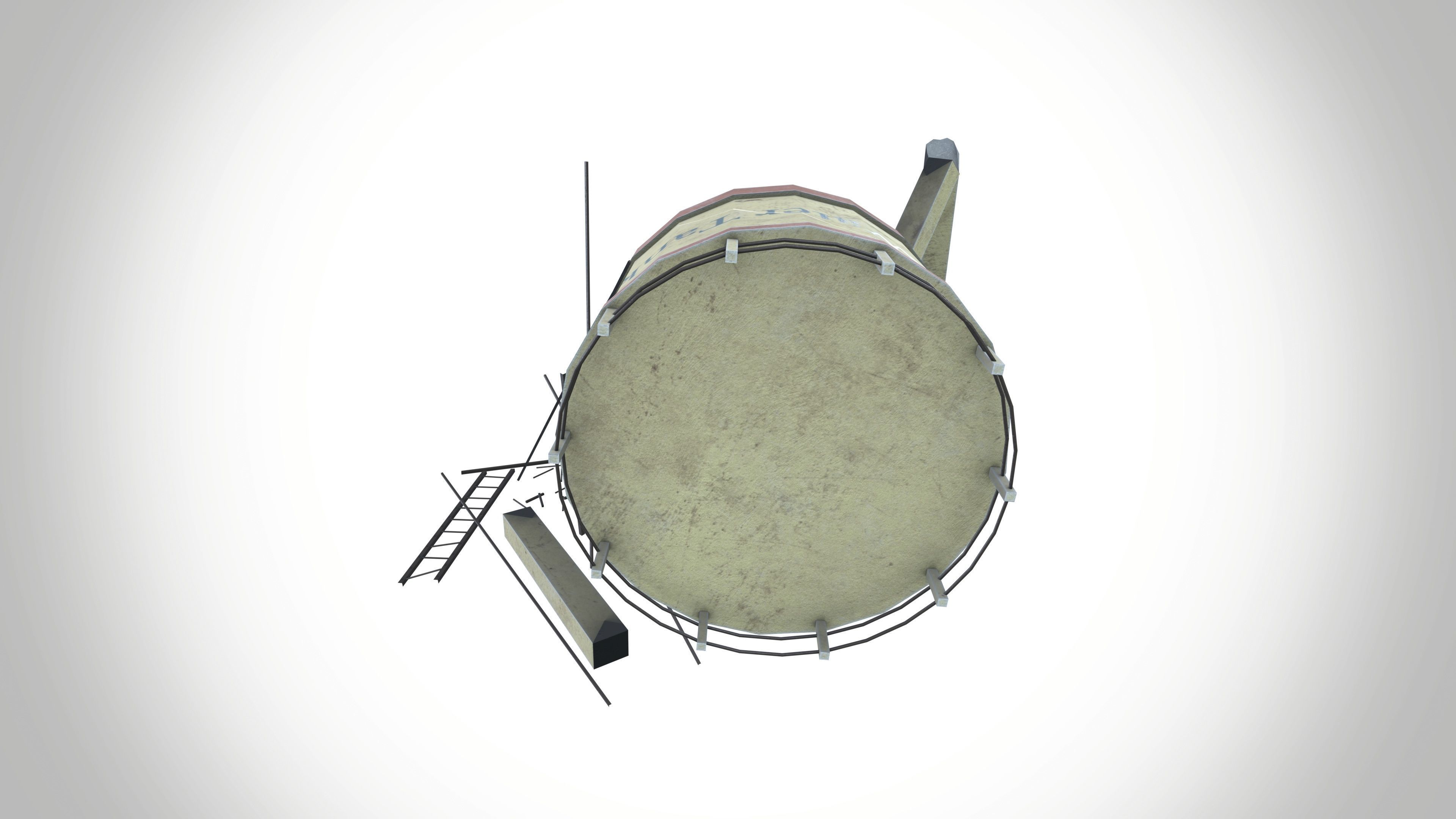 Destroy Water Tank Low-poly 3D model_3