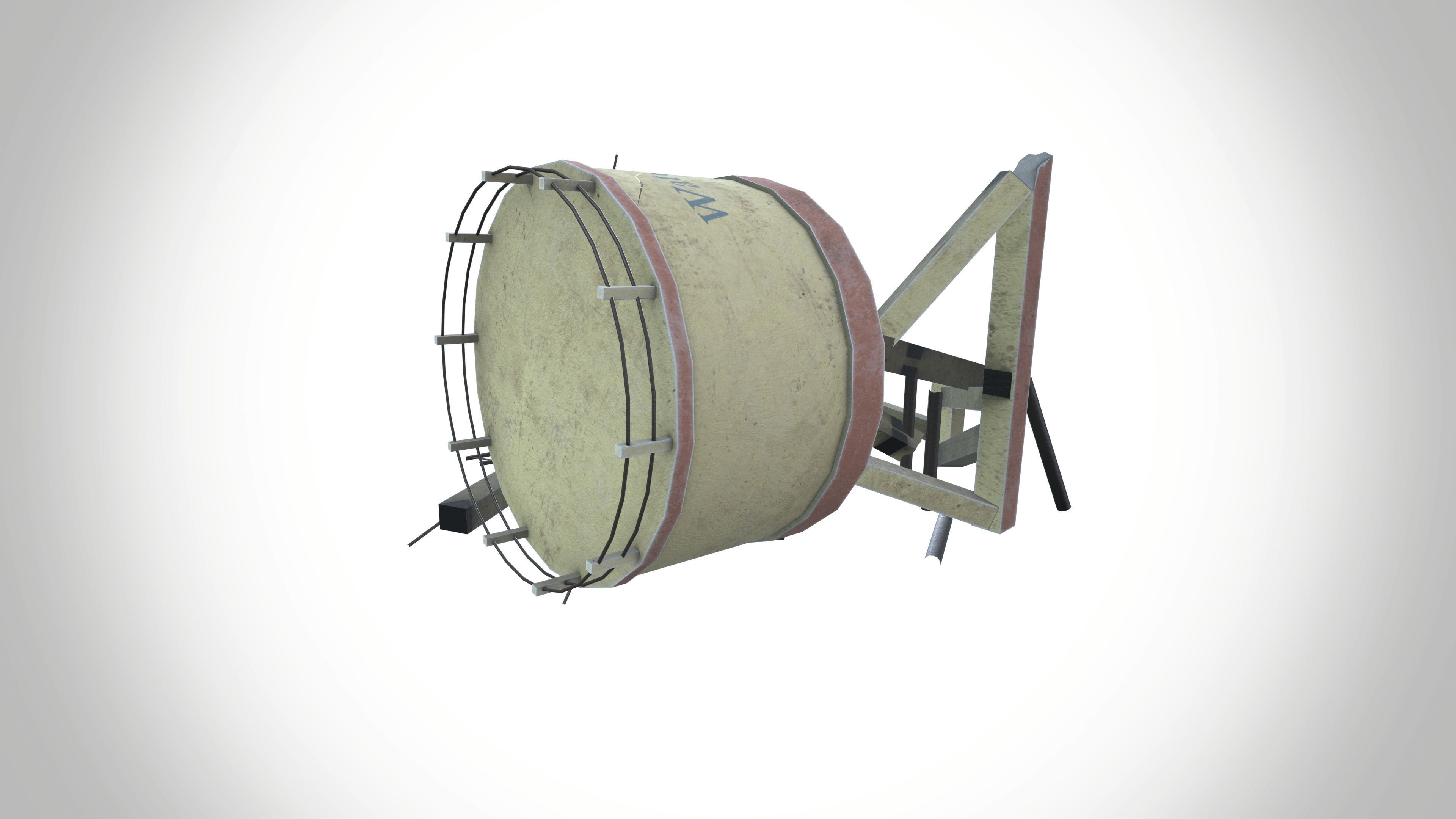 Destroy Water Tank Low-poly 3D model_2