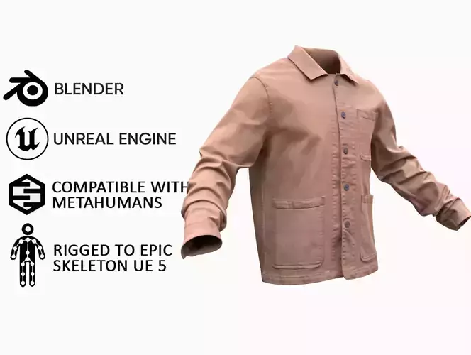 Overshirt 50 - All MH Bodies and UE5 Skeletons - Rigged Low-poly 3D model