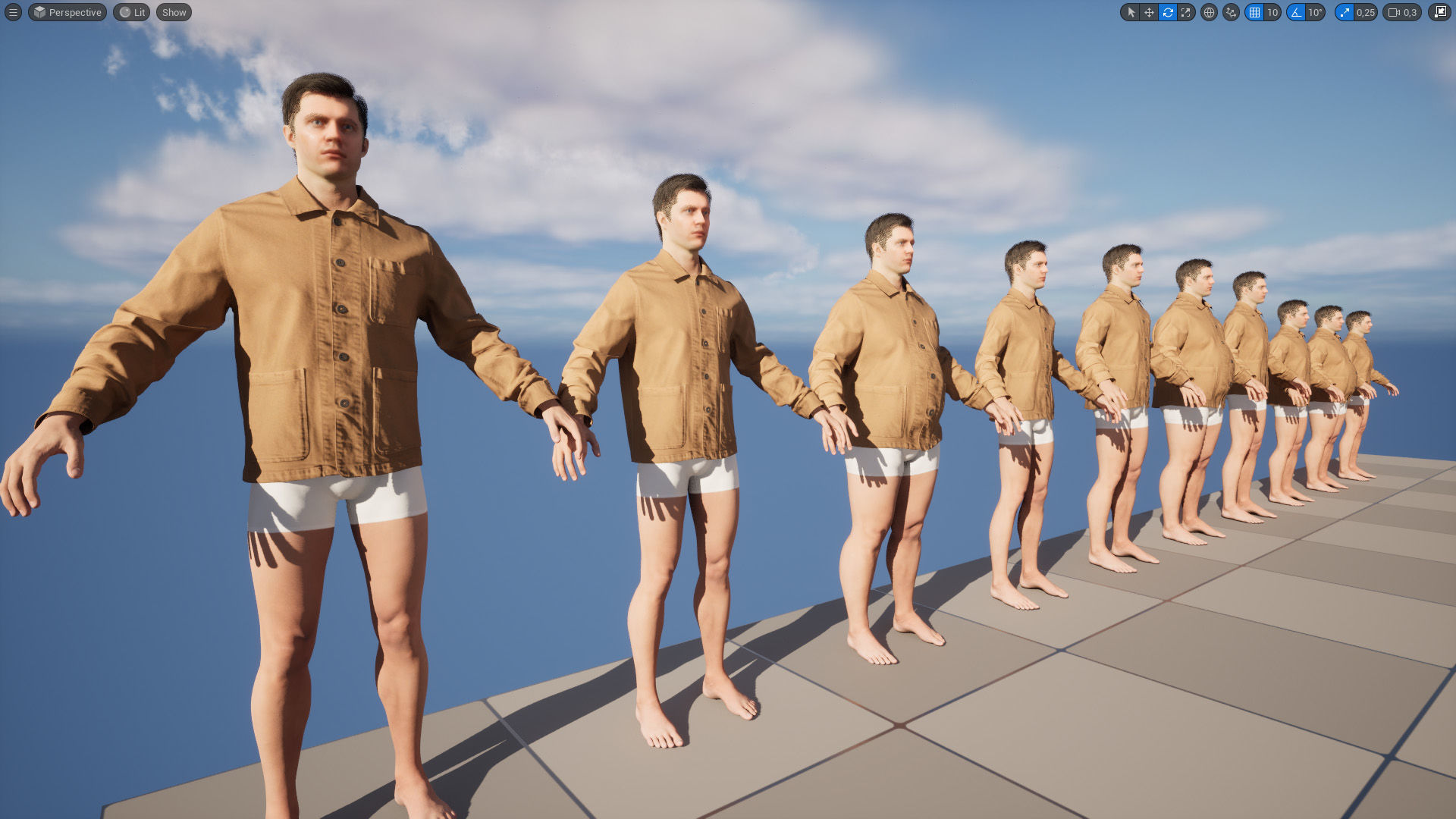 Overshirt 50 - All MH Bodies and UE5 Skeletons - Rigged Low-poly 3D model_17