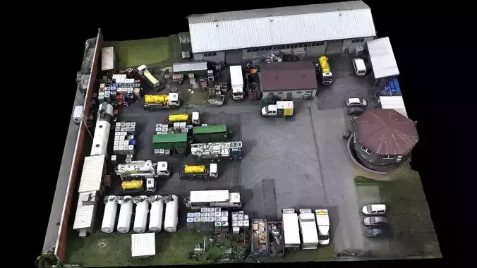 construction-site trucks machinery terrain photogrammetry Low-poly 3D model